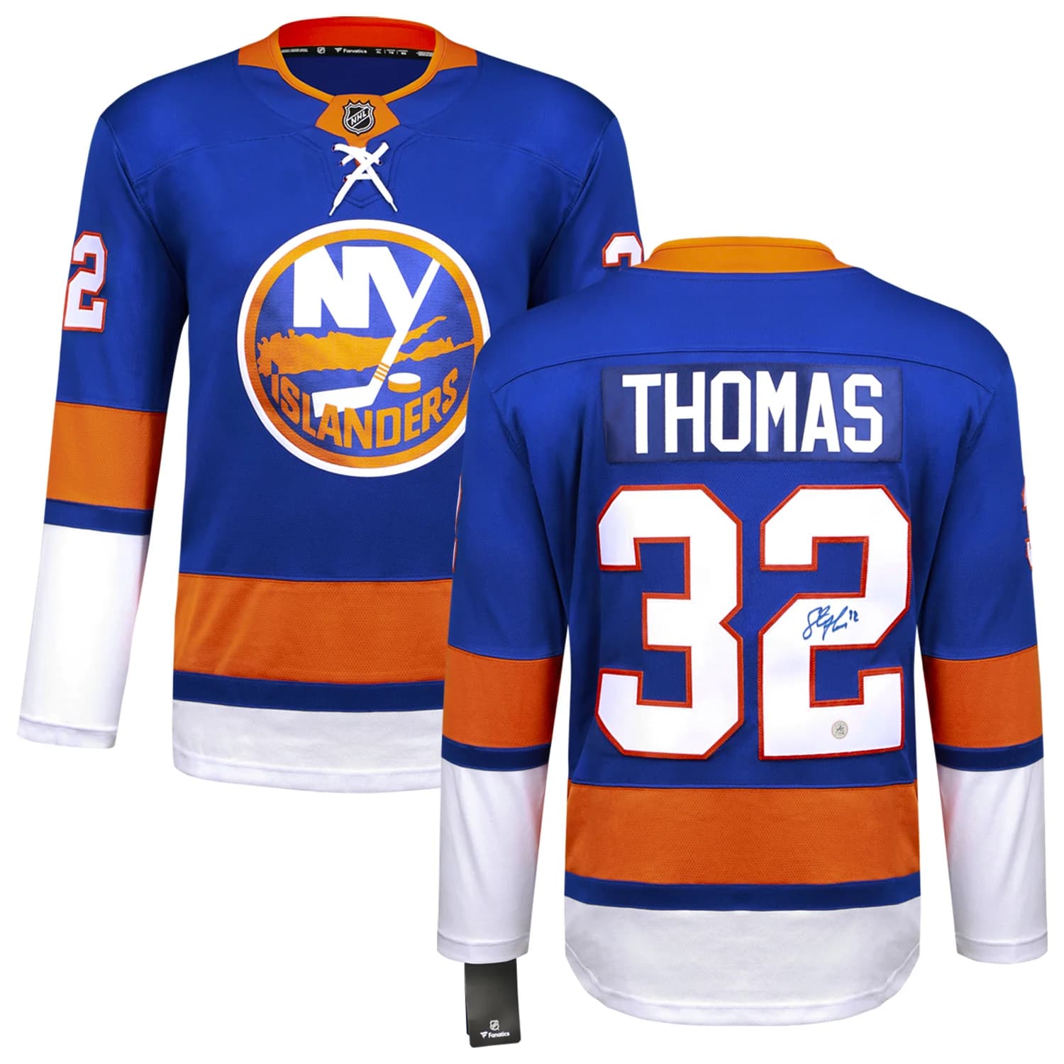 Steve Thomas Autographed New York Islanders Blue Fanatics Breakaway Jersey Steve Thomas Jersey blue-breakaway, New York Islanders, view 3, supplier stock photo
