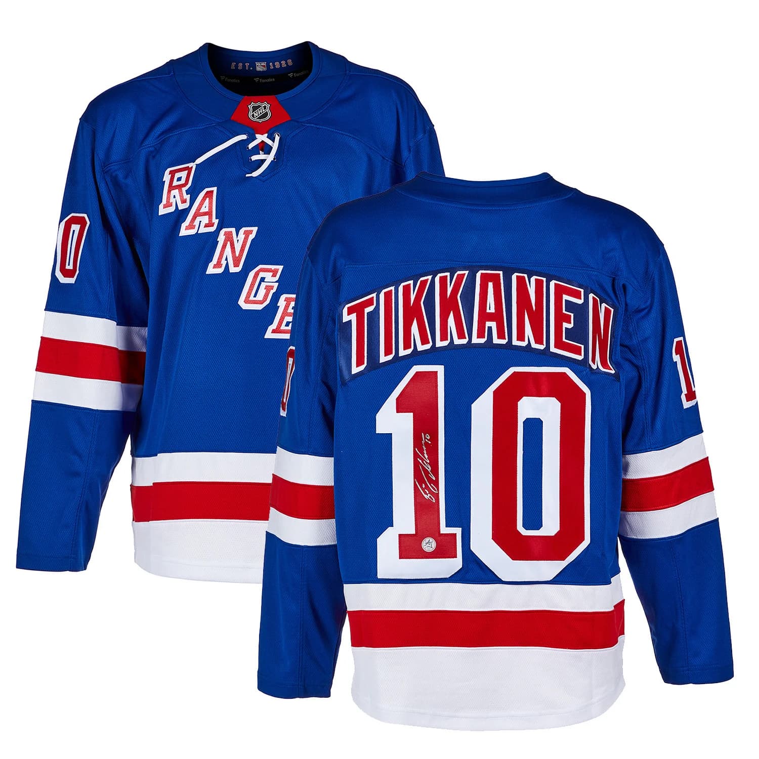 Esa Tikkanen Autographed New York Rangers Blue Fanatics Breakaway Jersey Esa Tikkanen Jersey blue-breakaway, New York Rangers, view 3, supplier stock photo
