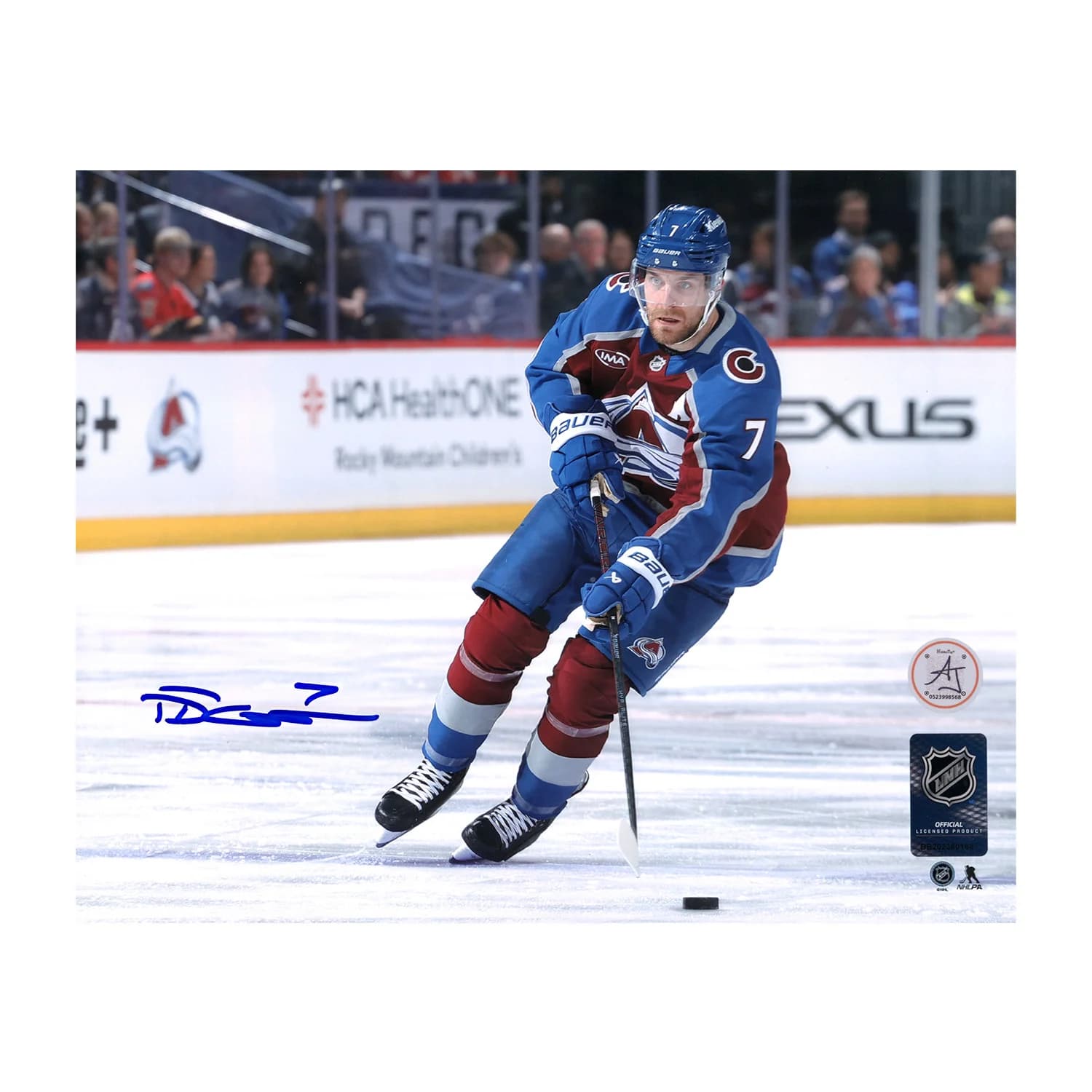 Devon Toews Autographed Colorado Avalanche Puck Rush 8x10 Photo Devon Toews Puck 8x10-devon-toews-colorado-avalanche-rush, Colorado Avalanche, supplier stock photo