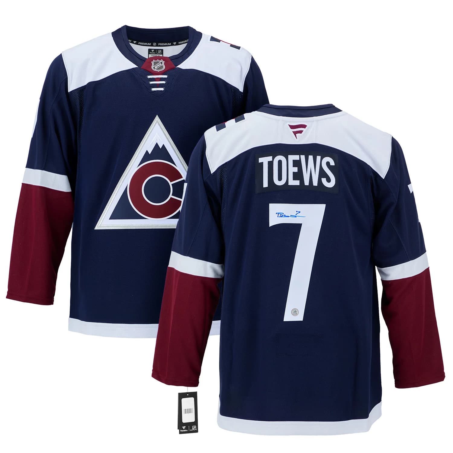 Devon Toews Signed Colorado Avalanche Alternate Fanatics Premium Jersey Devon Toews Jersey alternate-premium, Colorado Avalanche, view 3, supplier stock photo