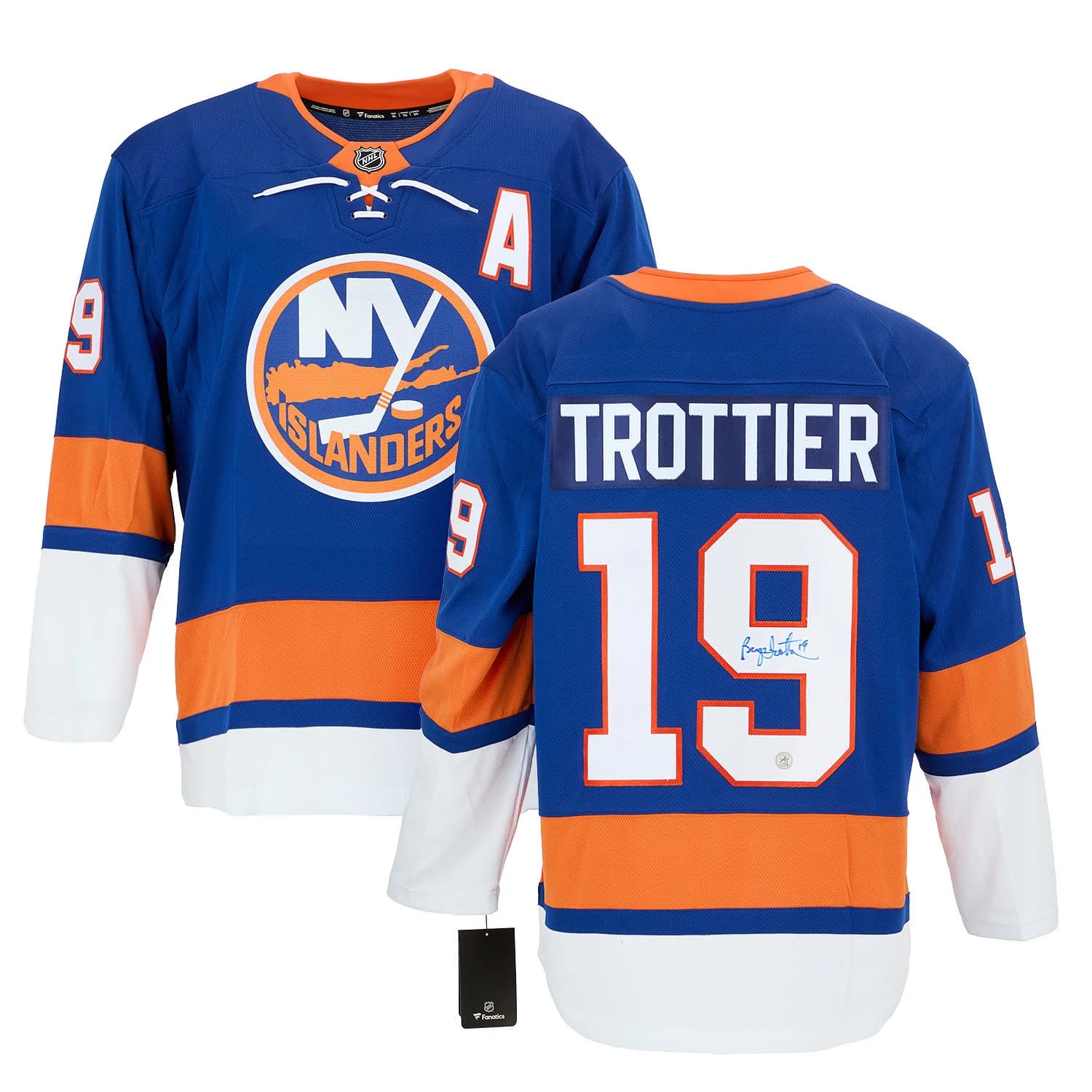 Bryan Trottier Autographed New York Islanders Fanatics Breakaway Jersey Bryan Trottier Jersey breakaway, New York Islanders, view 3, supplier stock photo