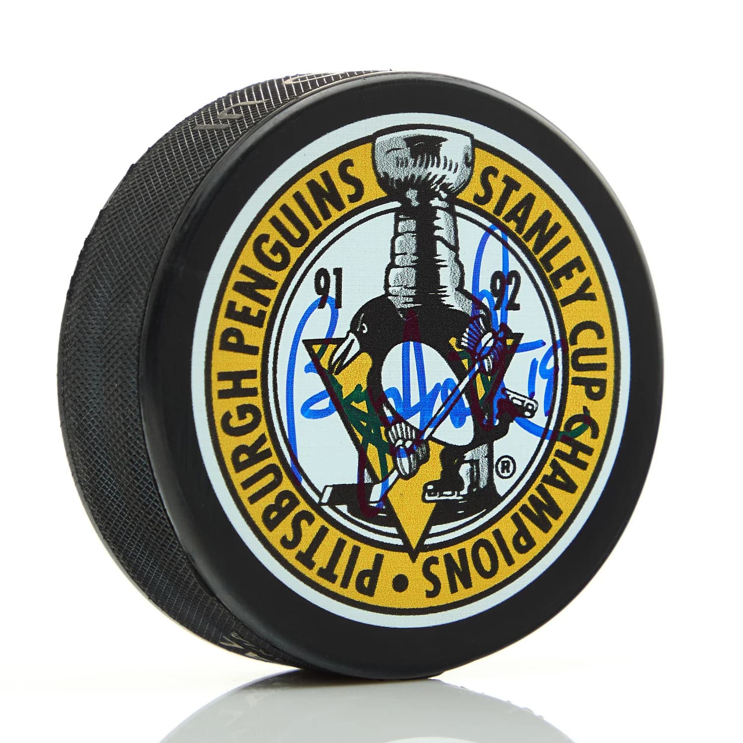 Bryan Trottier Autographed Pittsburgh Penguins 91-92 Stanley Cup Puck Bryan Trottier Puck 91-92-stanley-cup, Pittsburgh Penguins, supplier stock photo