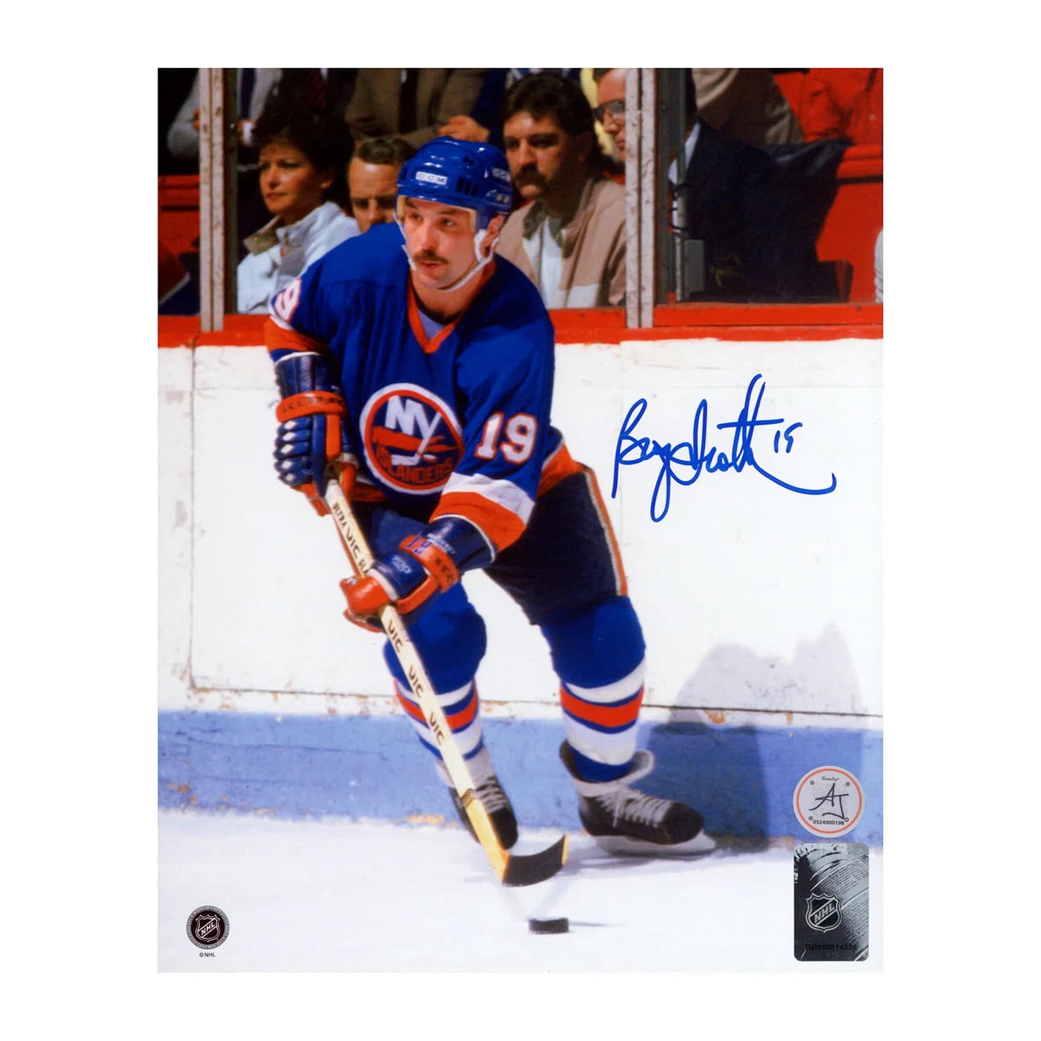 Bryan Trottier Autographed New York Islanders Game Action 8x10 Photo Bryan Trottier Photo 8x10-game-action, New York Islanders, supplier stock photo