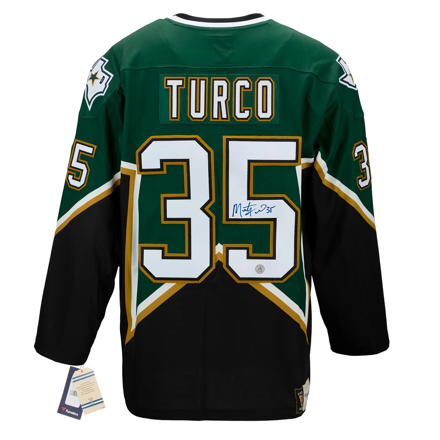 Marty Turco Autographed Dallas Stars Fanatics Throwback Jersey Marty Turco Jersey throwback, Dallas Stars, supplier stock photo