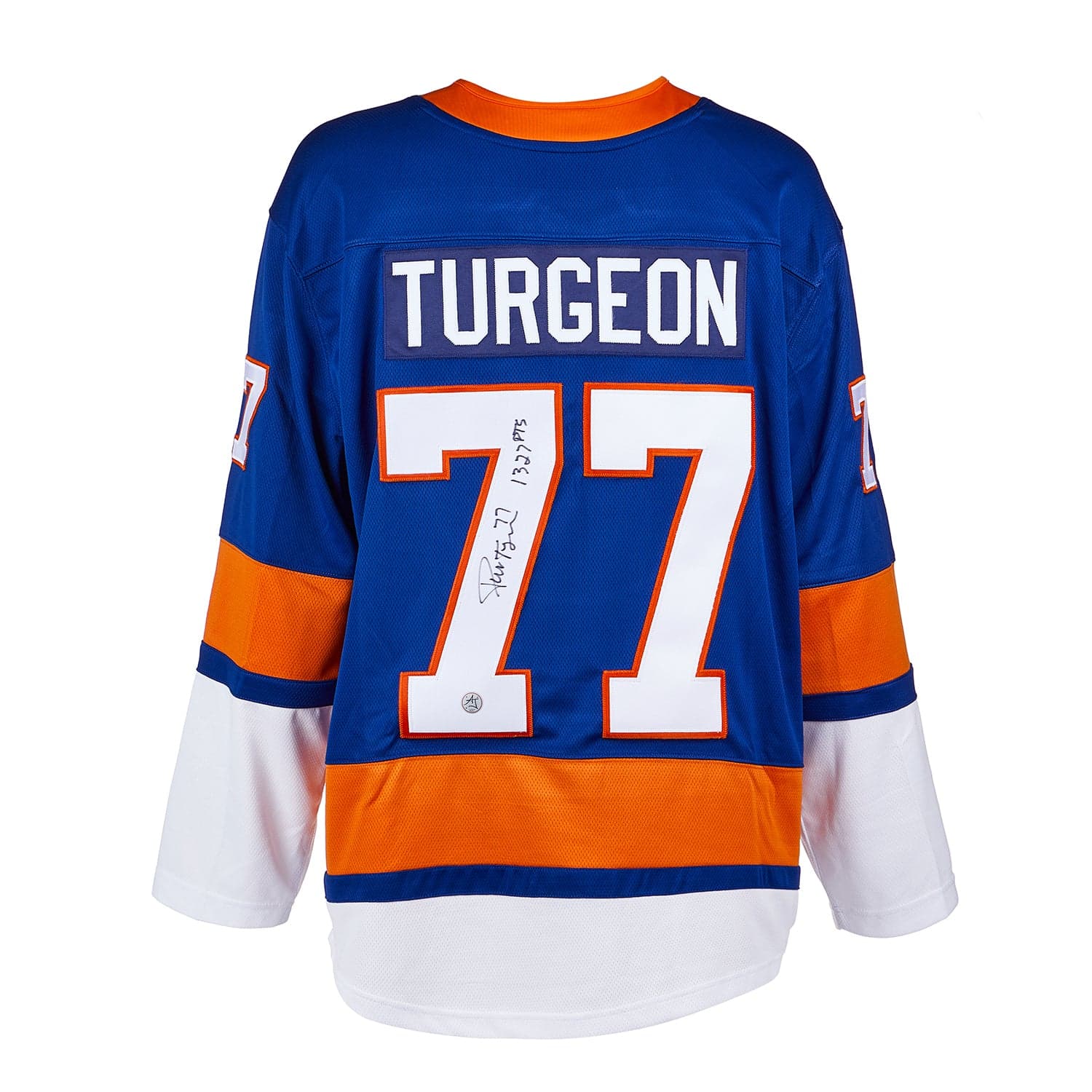 Pierre Turgeon Signed New York Islanders Fanatics Jersey with Career Points Note Pierre Turgeon Jersey career-points-note, New York Islanders, supplier stock photo
