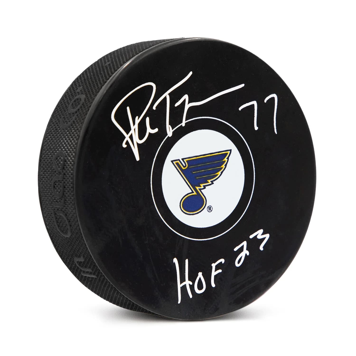 Pierre Turgeon Autographed St Louis Blues Hockey Puck with HOF Note Pierre Turgeon Puck hockey-hof-note, St. Louis Blues, supplier stock photo