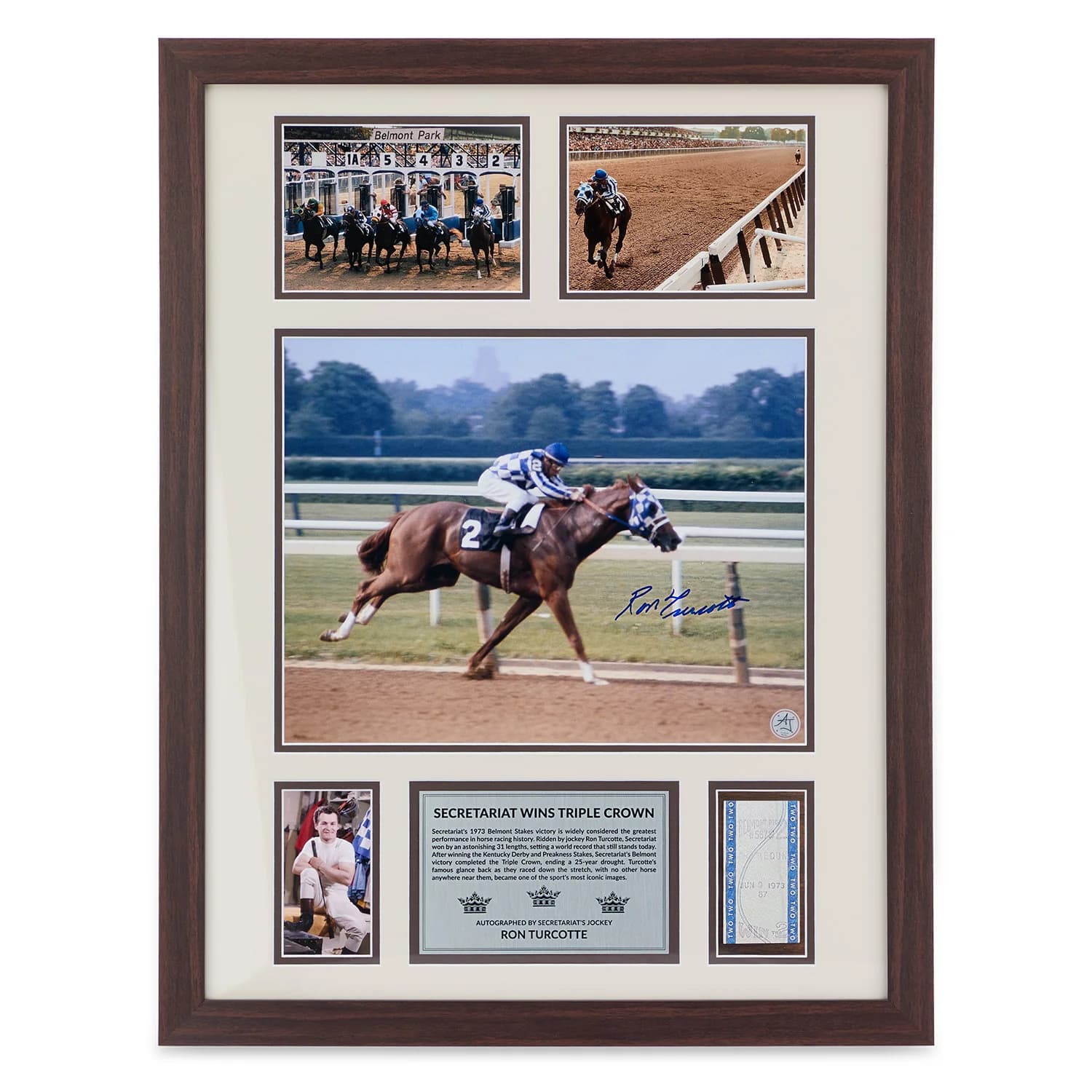 Ron Turcotte Signed Secretariat Triple Crown Victory Bet Ticket 20x26 Frame Ron Turcotte Ticket Stub 20x26-secretariat-triple-crown-victory-bet-frame, supplier stock photo