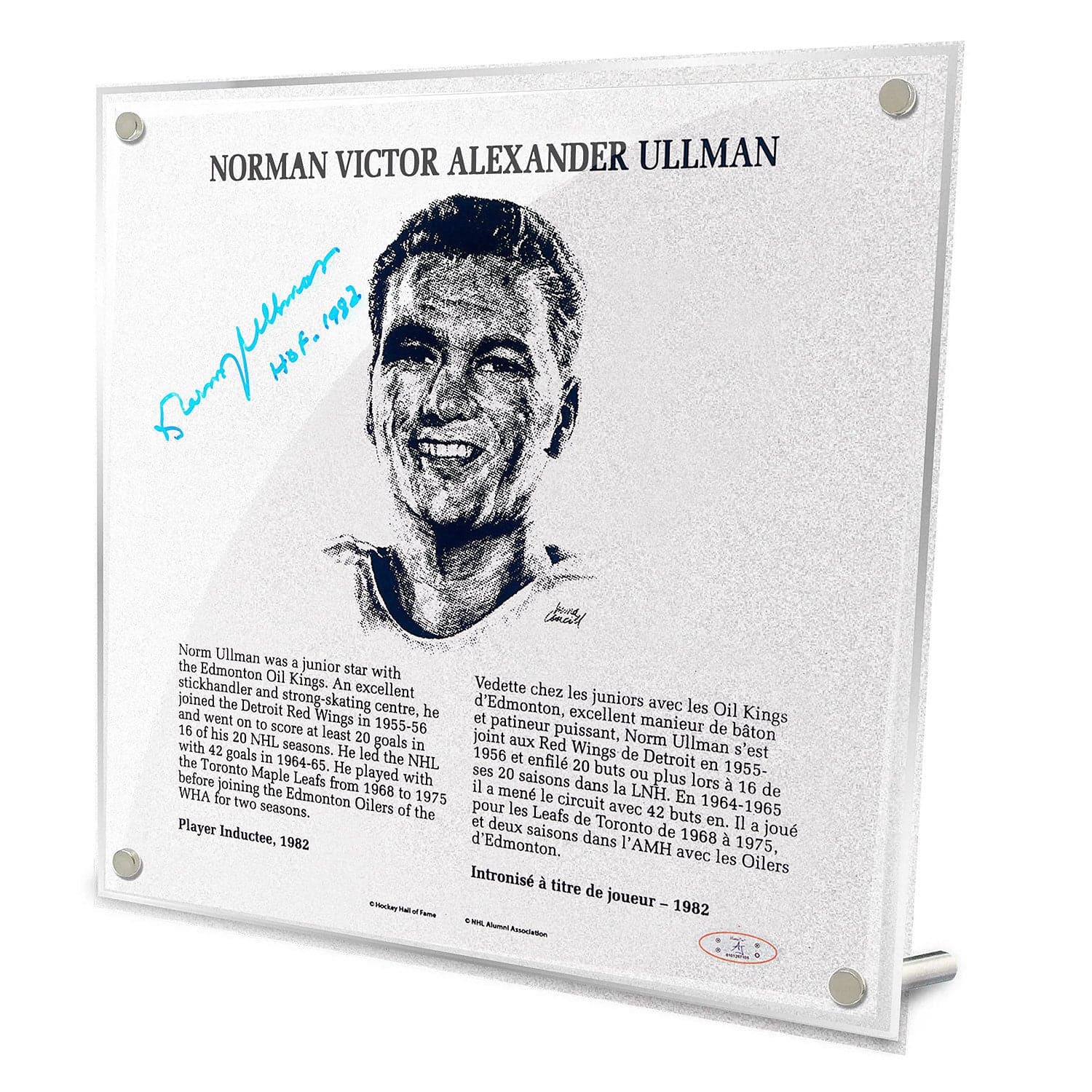 Norm Ullman Signed Replica Hockey Hall of Fame Plaque Norm Ullman Other replica-hockey-hall-fame-plaque, supplier stock photo