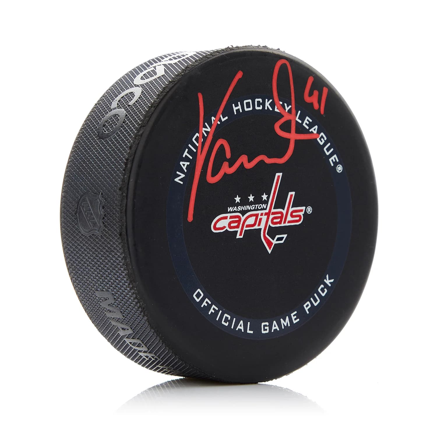 Vitek Vanecek Signed Washington Capitals Official Game Puck Vitek Vanecek Puck vitek-vanecek-washington-capitals-game, Washington Capitals, supplier stock photo