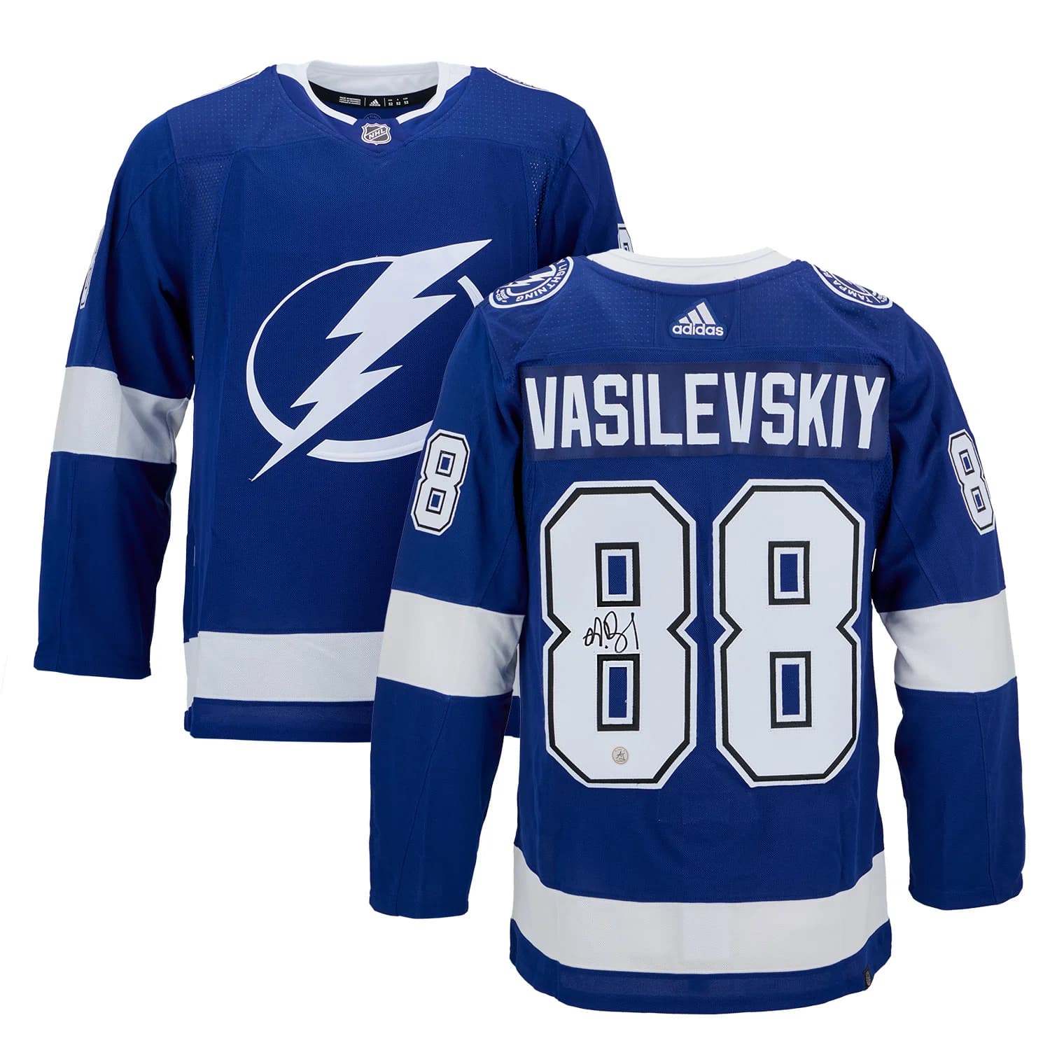 Andrei Vasilevskiy Autographed Tampa Bay Lightning Blue adidas Jersey Andrei Vasilevskiy Jersey blue-adidas, Tampa Bay Lightning, view 3, supplier stock photo