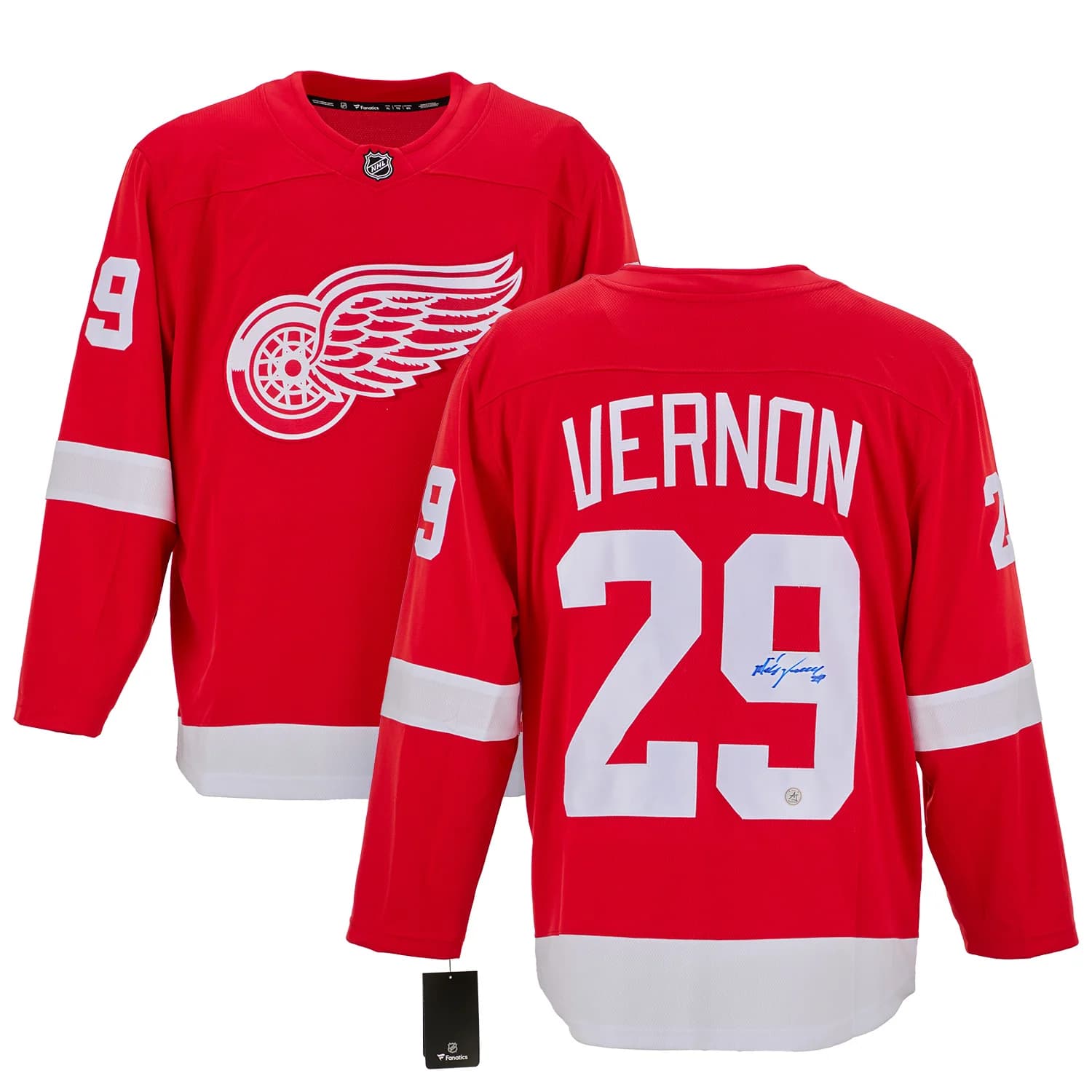 Mike Vernon Autographed Detroit Red Wings Fanatics Breakaway Jersey Mike Vernon Jersey breakaway, Detroit Red Wings, view 3, supplier stock photo