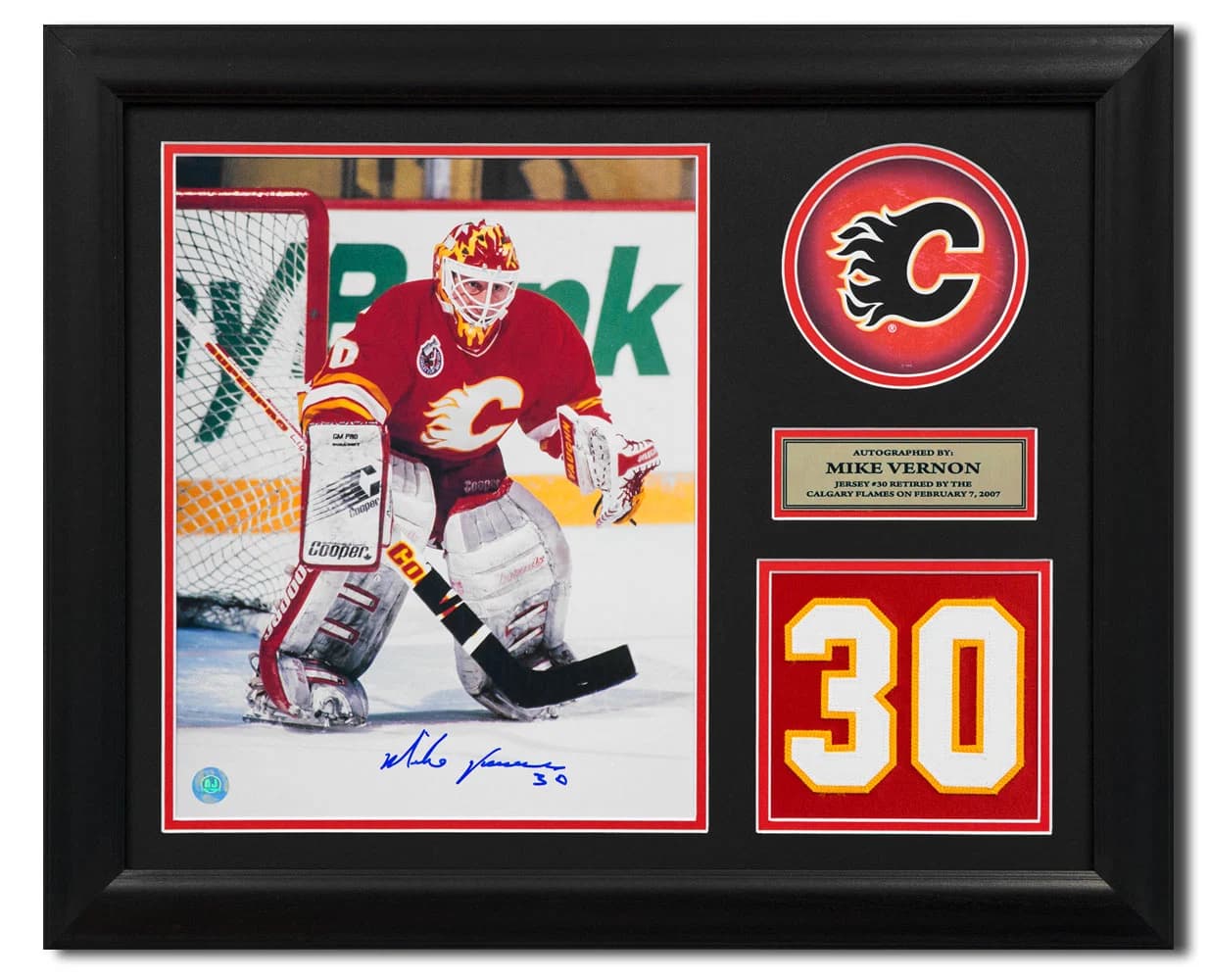 Mike Vernon Calgary Flames Signed 20x24 Retired Number Frame Mike Vernon Other 20x24-retired-number-frame, Calgary Flames, supplier stock photo