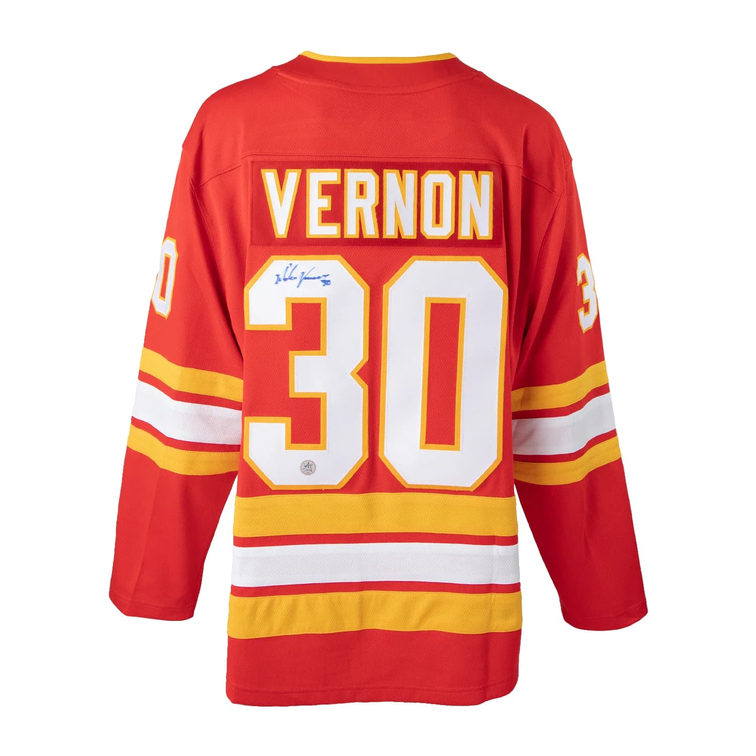 Mike Vernon Autographed Calgary Flames Fanatics Breakaway Jersey Mike Vernon Jersey breakaway, Calgary Flames, supplier stock photo
