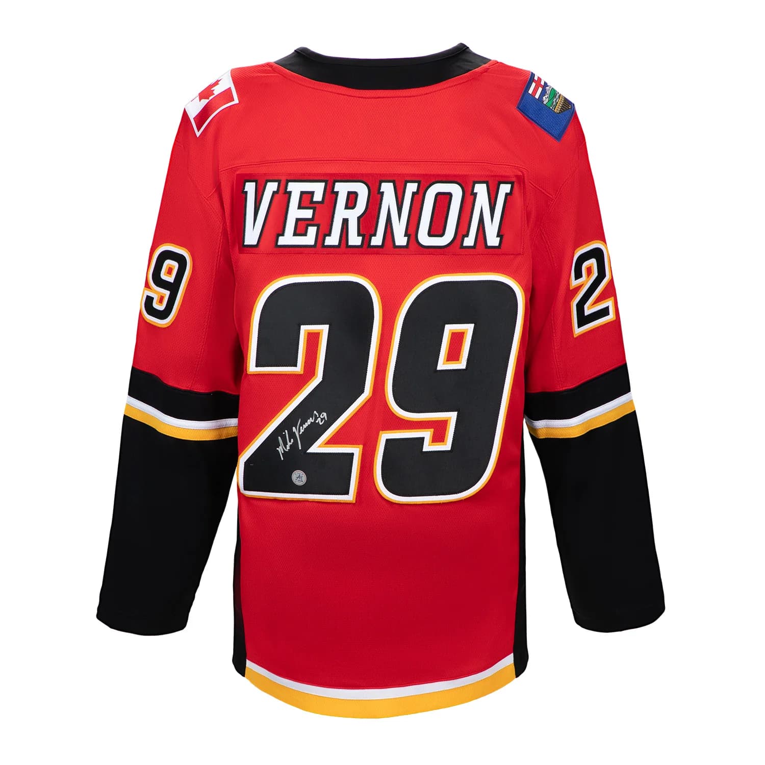 Mike Vernon Signed Calgary Flames Black Fanatics Breakaway Jersey Mike Vernon Jersey black-breakaway, Calgary Flames, supplier stock photo