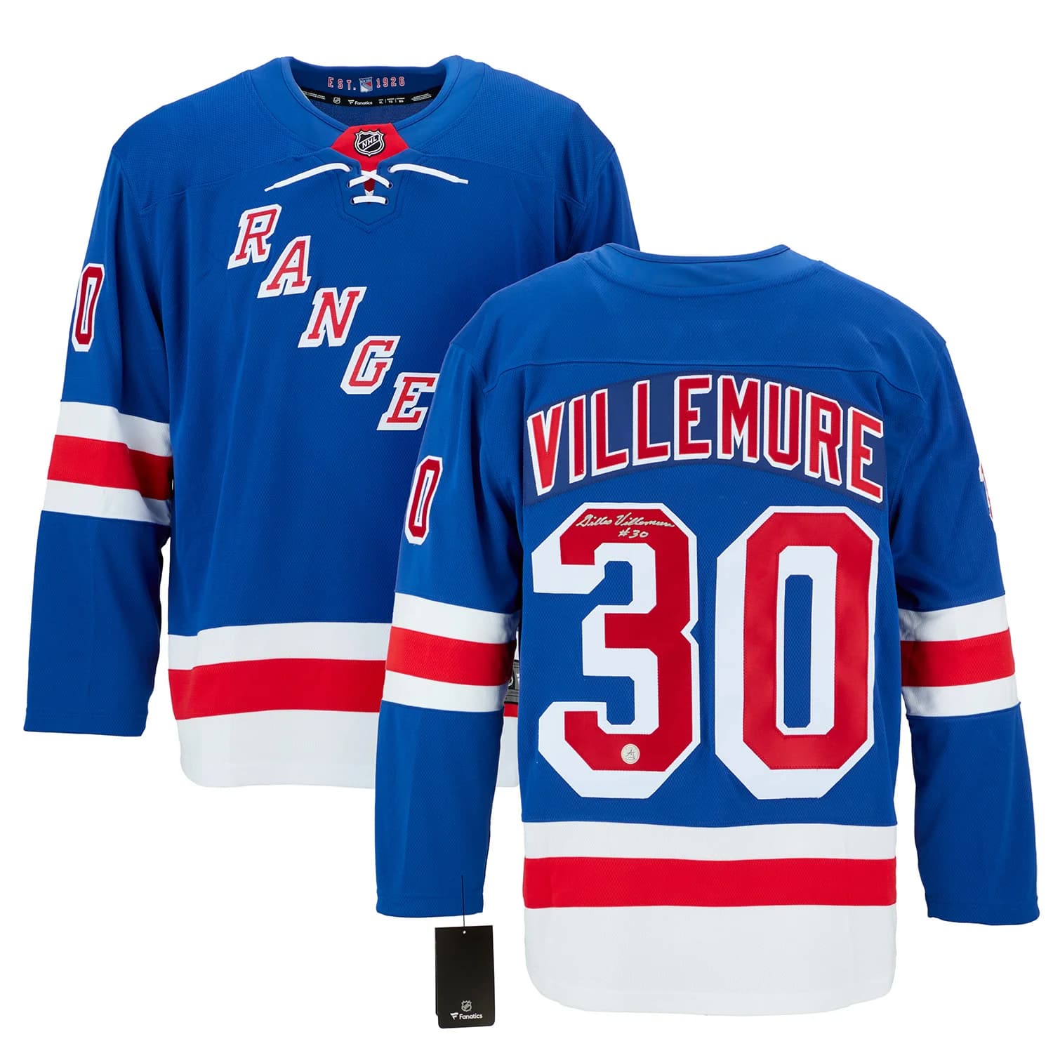 Gilles Villemure Autographed New York Rangers Fanatics Breakaway Jersey Gilles Villemure Jersey breakaway, New York Rangers, view 3, supplier stock photo