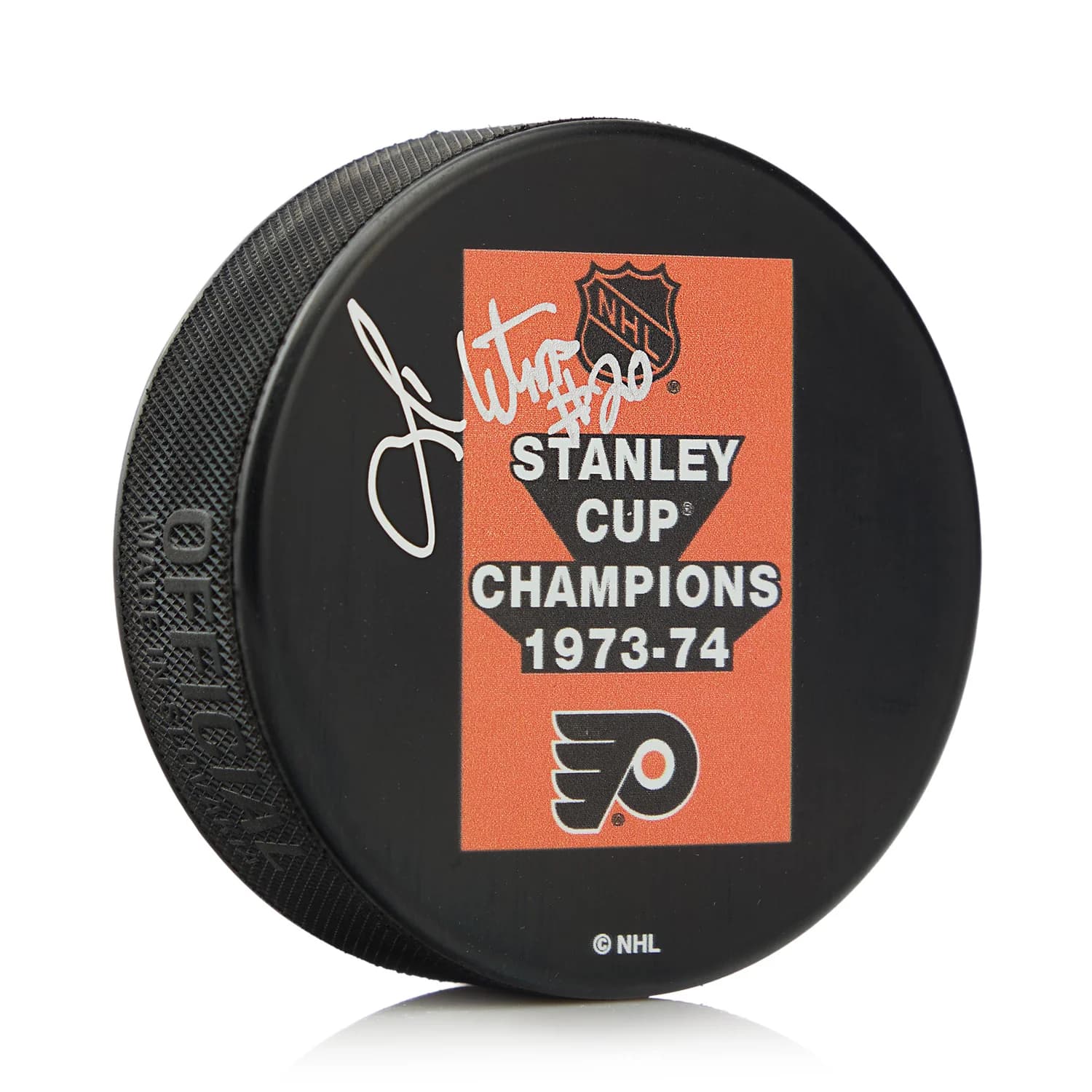Jim Watson Autographed Philadelphia Flyers 1974 Stanley Cup Puck Jim Watson Puck 1974-stanley-cup, Philadelphia Flyers, supplier stock photo