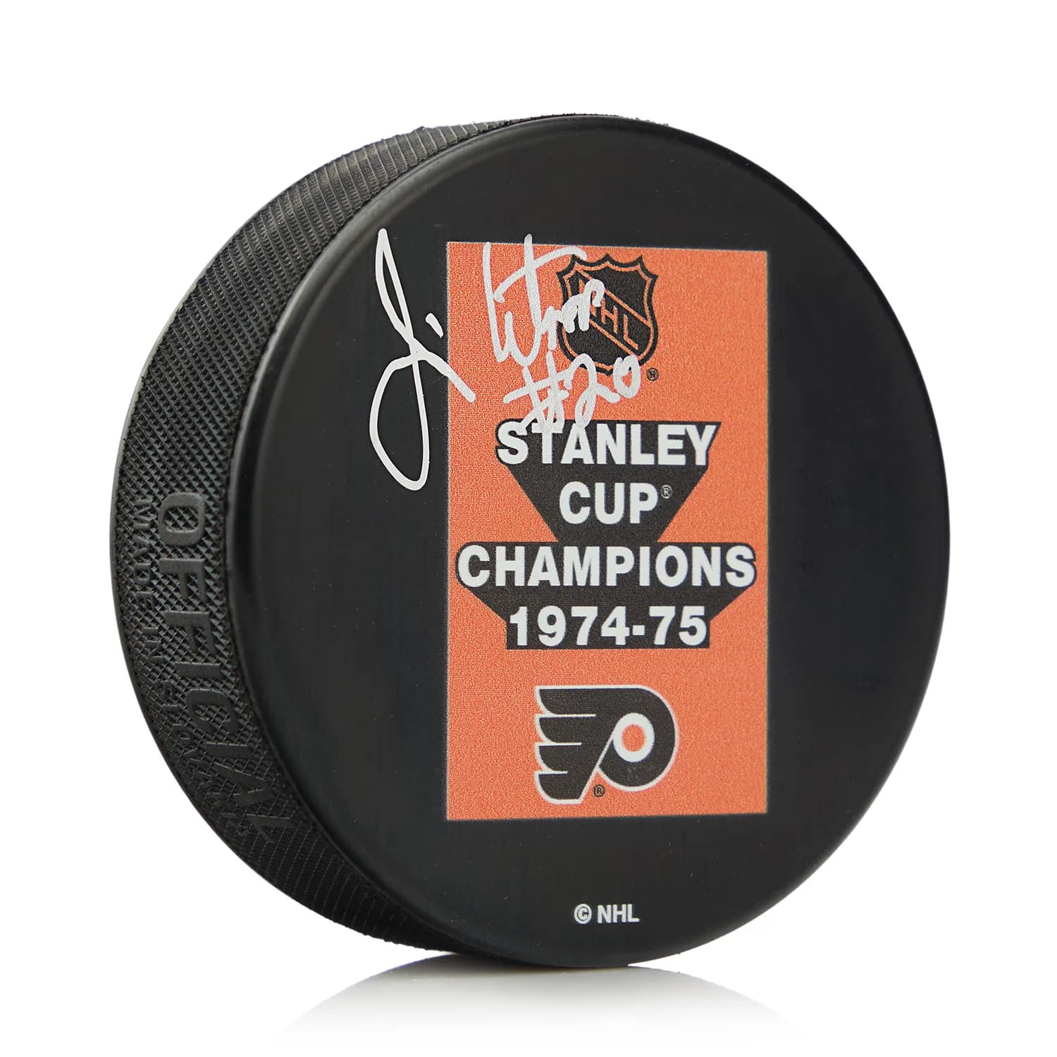 Jim Watson Autographed Philadelphia Flyers 1975 Stanley Cup Puck Jim Watson Puck 1975-stanley-cup, Philadelphia Flyers, supplier stock photo