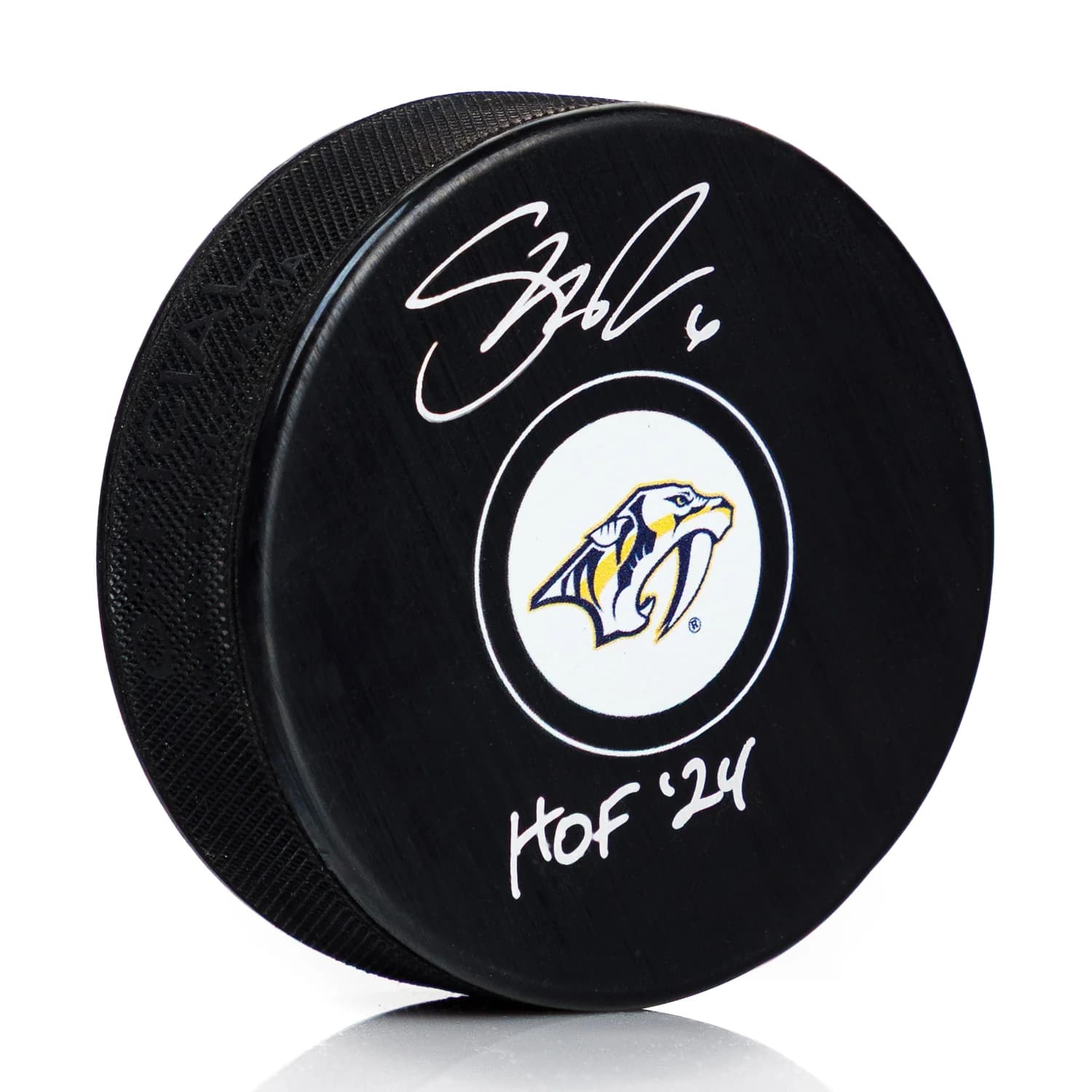 Shea Weber Autographed Nashville Predators Hockey Puck with HOF Note Shea Weber Puck hockey-hof-note, Nashville Predators, supplier stock photo