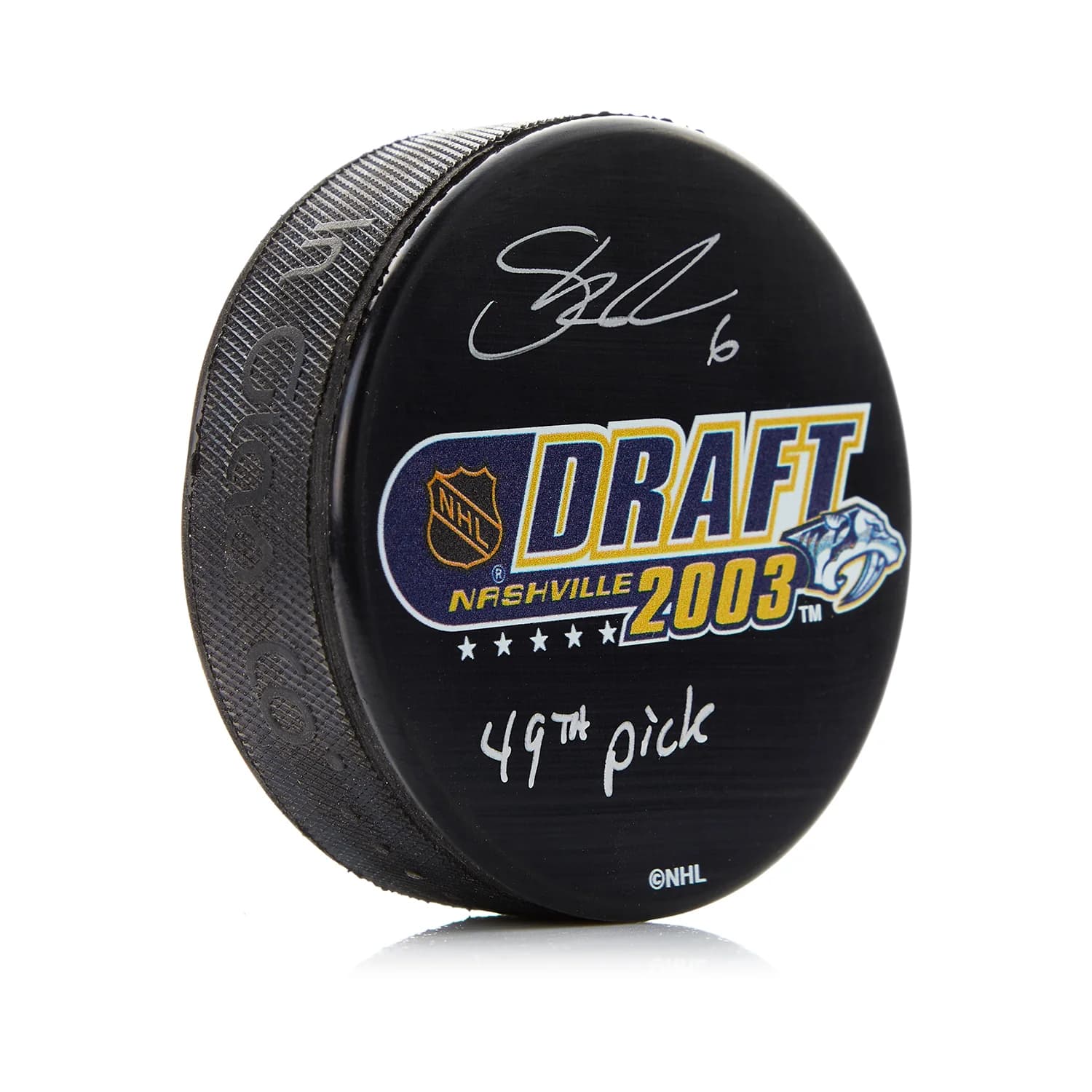 Shea Weber Signed 2003 NHL Entry Draft Puck with 49th Pick Note Shea Weber Puck 2003-nhl-entry-draft-49th-pick, supplier stock photo