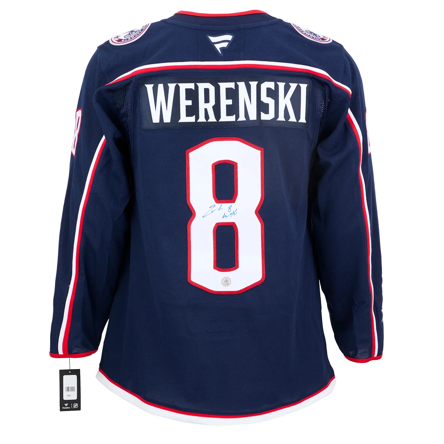 Zach Werenski Autographed Columbus Blue Jackets Fanatics Premium Jersey Zach Werenski Jersey premium, Columbus Blue Jackets, supplier stock photo