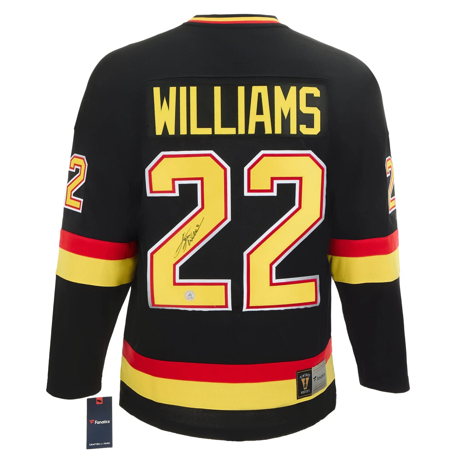 Tiger Williams Autographed Vancouver Canucks Black Fanatics Throwback Jersey Tiger Williams Jersey black-throwback, Vancouver Canucks, supplier stock photo