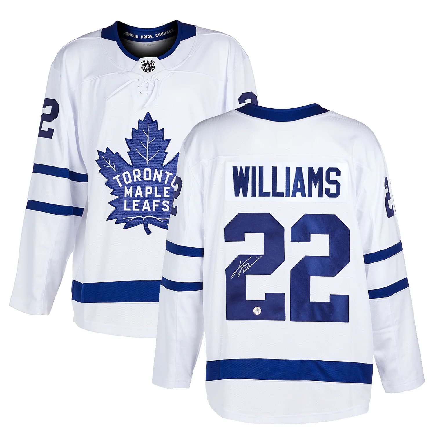 Tiger Williams Autographed Toronto Maple Leafs White Fanatics Breakaway Jersey Tiger Williams Jersey white-breakaway, Toronto Maple Leafs, view 3, supplier stock photo