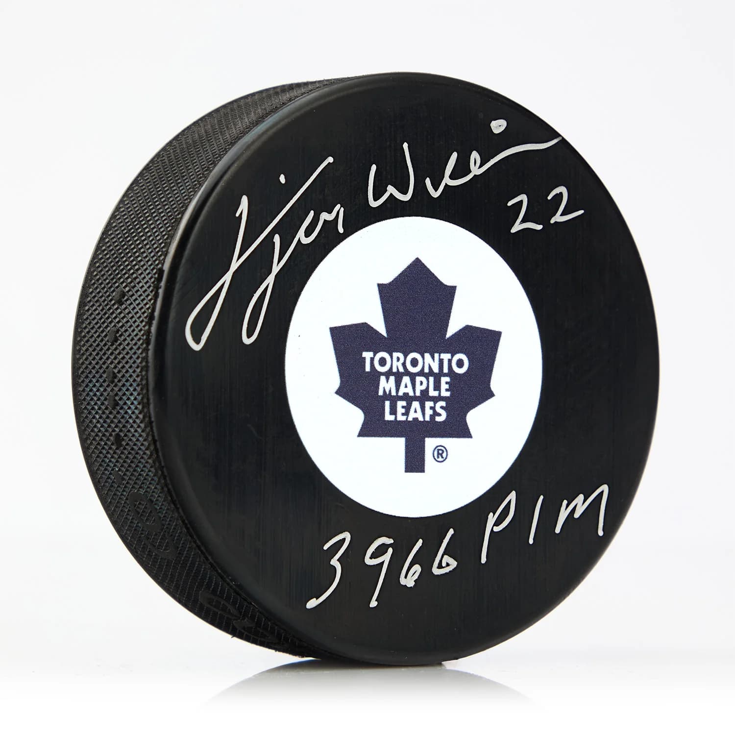 Tiger Williams Signed Toronto Maple Leafs Retro Logo Puck with 3966 PIM Note Tiger Williams Puck retro-logo-3966-pim-note, Toronto Maple Leafs, supplier stock photo