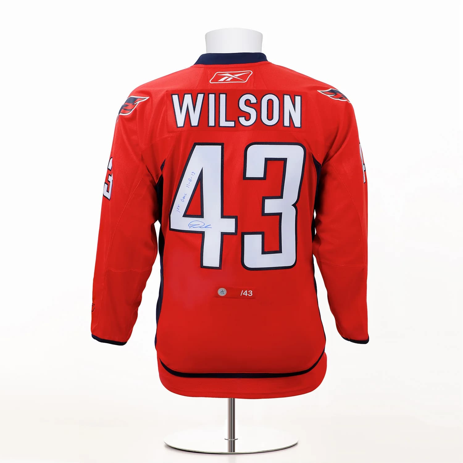 Tom Wilson Washington Capitals Signed & Dated 1st Goal Reebok Jersey #43/43 Tom Wilson Jersey tom-wilson-washington-capitals-dated-1st, Washington Capitals, supplier stock photo