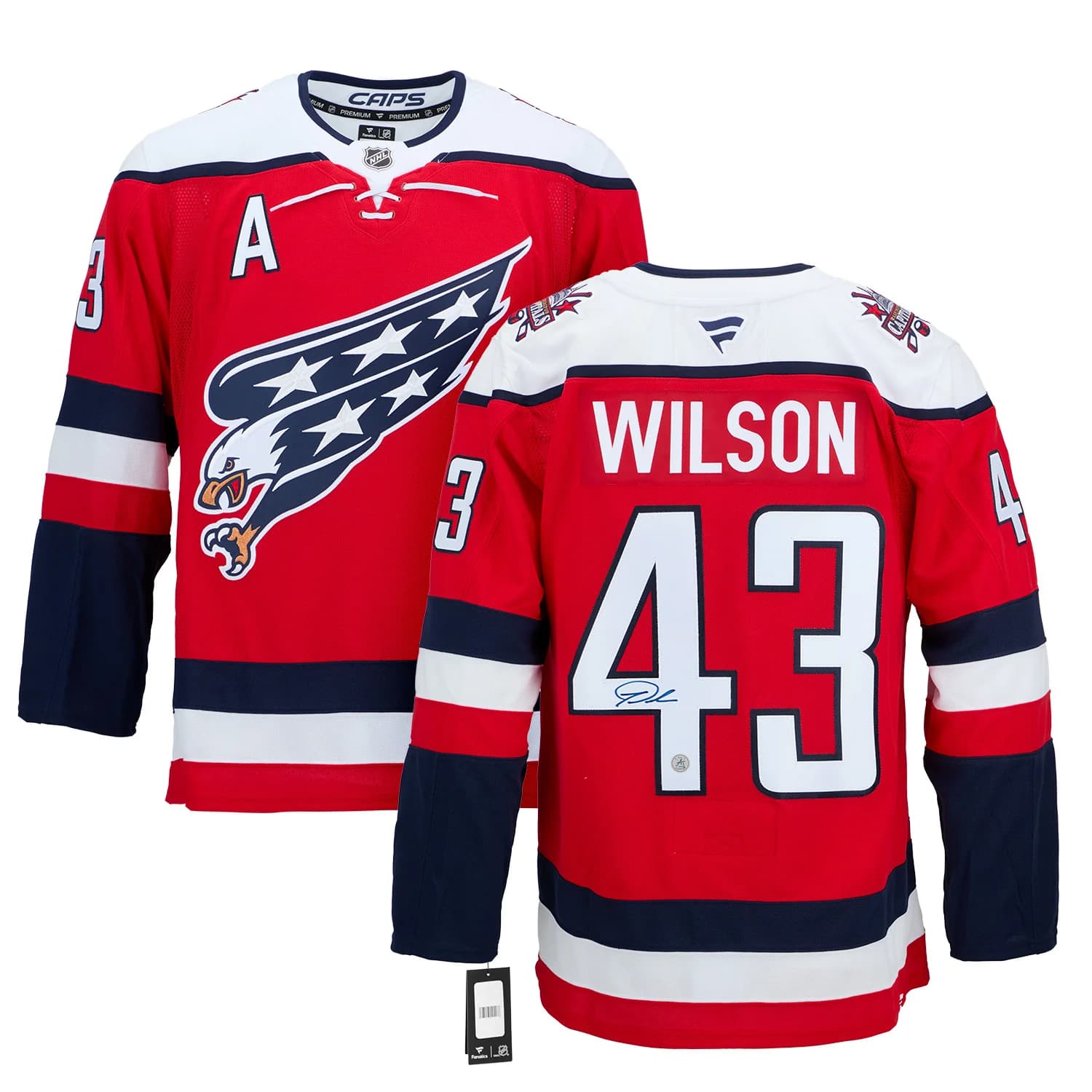 Tom Wilson Autographed Washington Capitals Alt Red Fanatics Premium Jersey Tom Wilson Jersey alt-red-premium, Washington Capitals, view 3, supplier stock photo