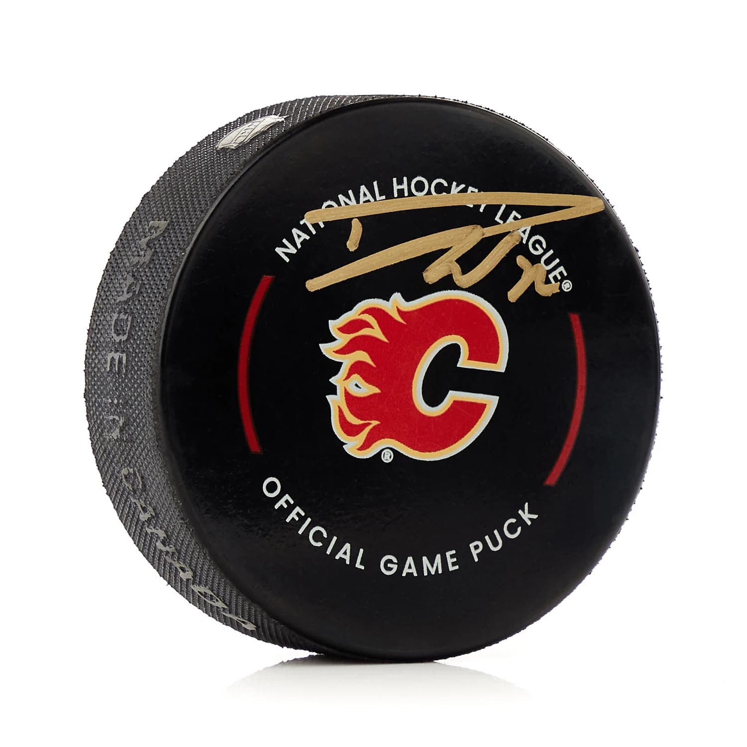 Dustin Wolf Signed Calgary Flames Official Game Puck Dustin Wolf Puck game, Calgary Flames, supplier stock photo