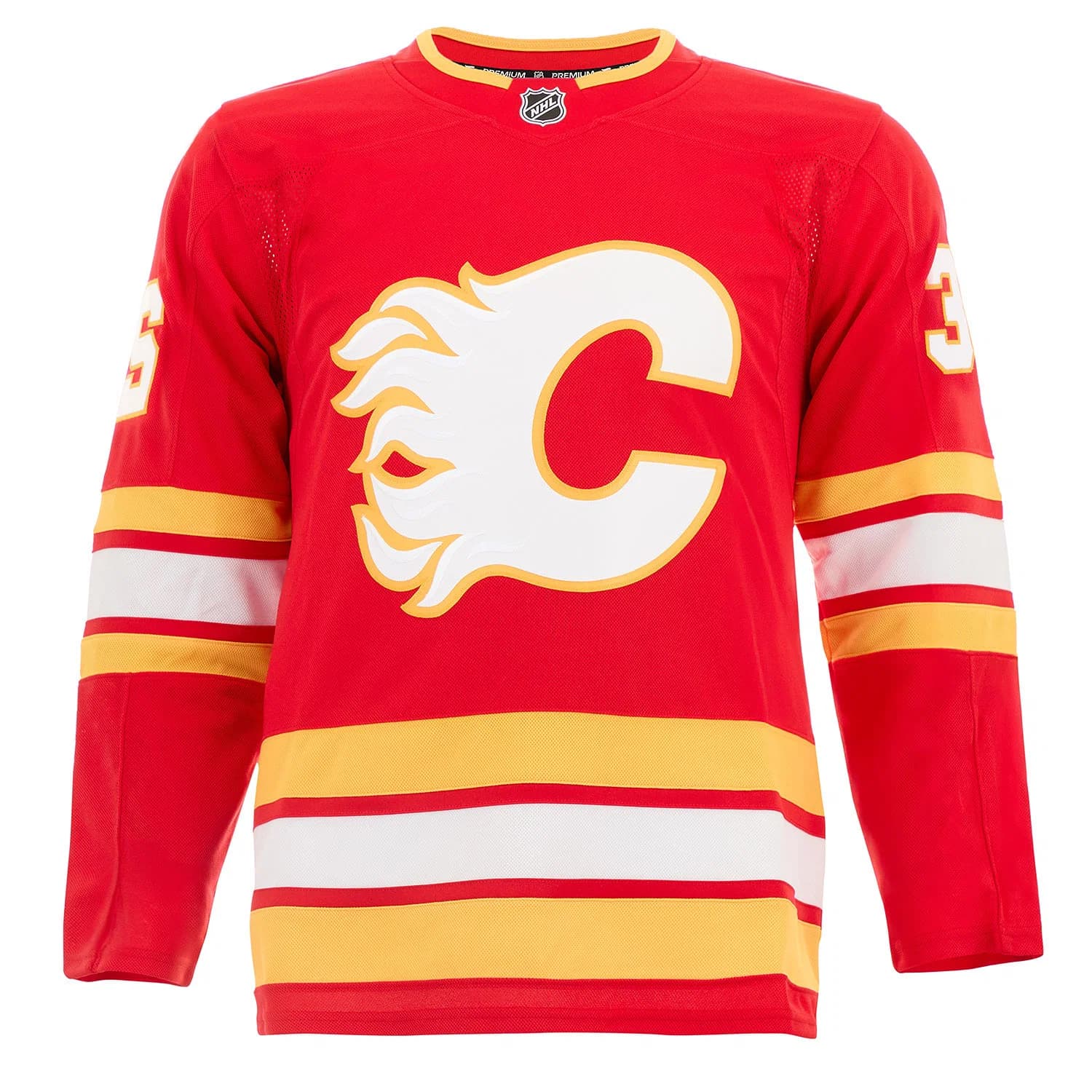 Dustin Wolf Autographed Calgary Flames Fanatics Premium Jersey Dustin Wolf Jersey premium, Calgary Flames, view 2, supplier stock photo