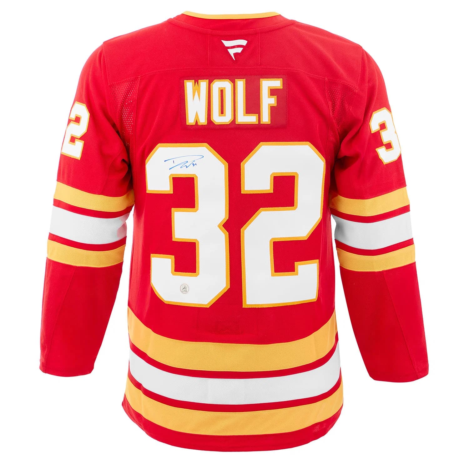 Dustin Wolf Autographed Calgary Flames Fanatics Premium Jersey Dustin Wolf Jersey premium, Calgary Flames, supplier stock photo