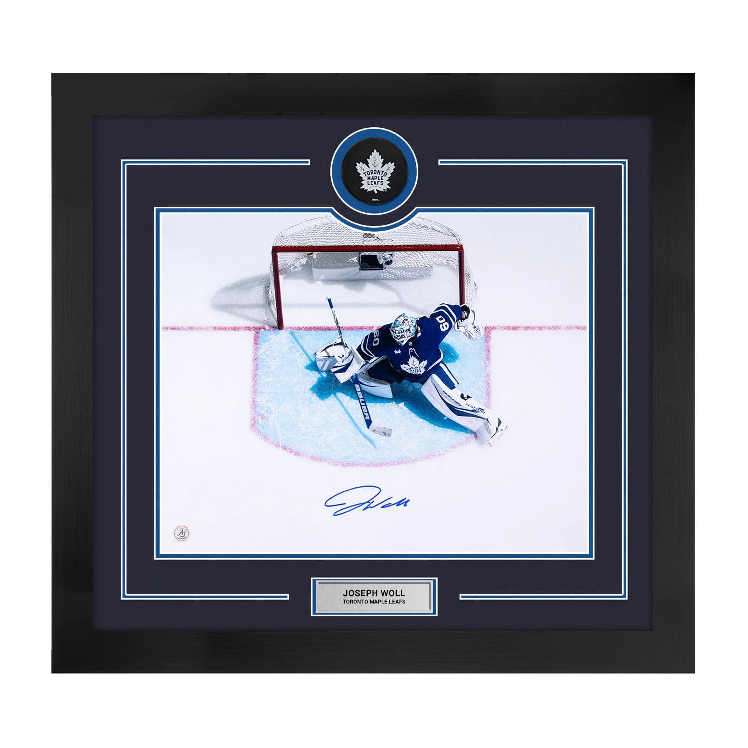 Joseph Woll Autographed Toronto Maple Leafs Puck Logo 28x30 Frame Joseph Woll Puck 28x30-logo-frame, Toronto Maple Leafs, supplier stock photo