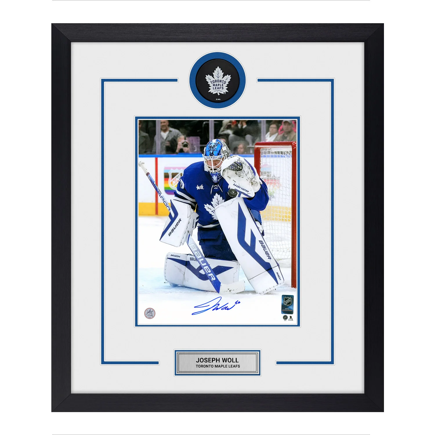 Joseph Woll Autographed Toronto Maple Leafs Puck Logo 23x27 Frame Joseph Woll Puck 23x27-logo-frame, Toronto Maple Leafs, supplier stock photo
