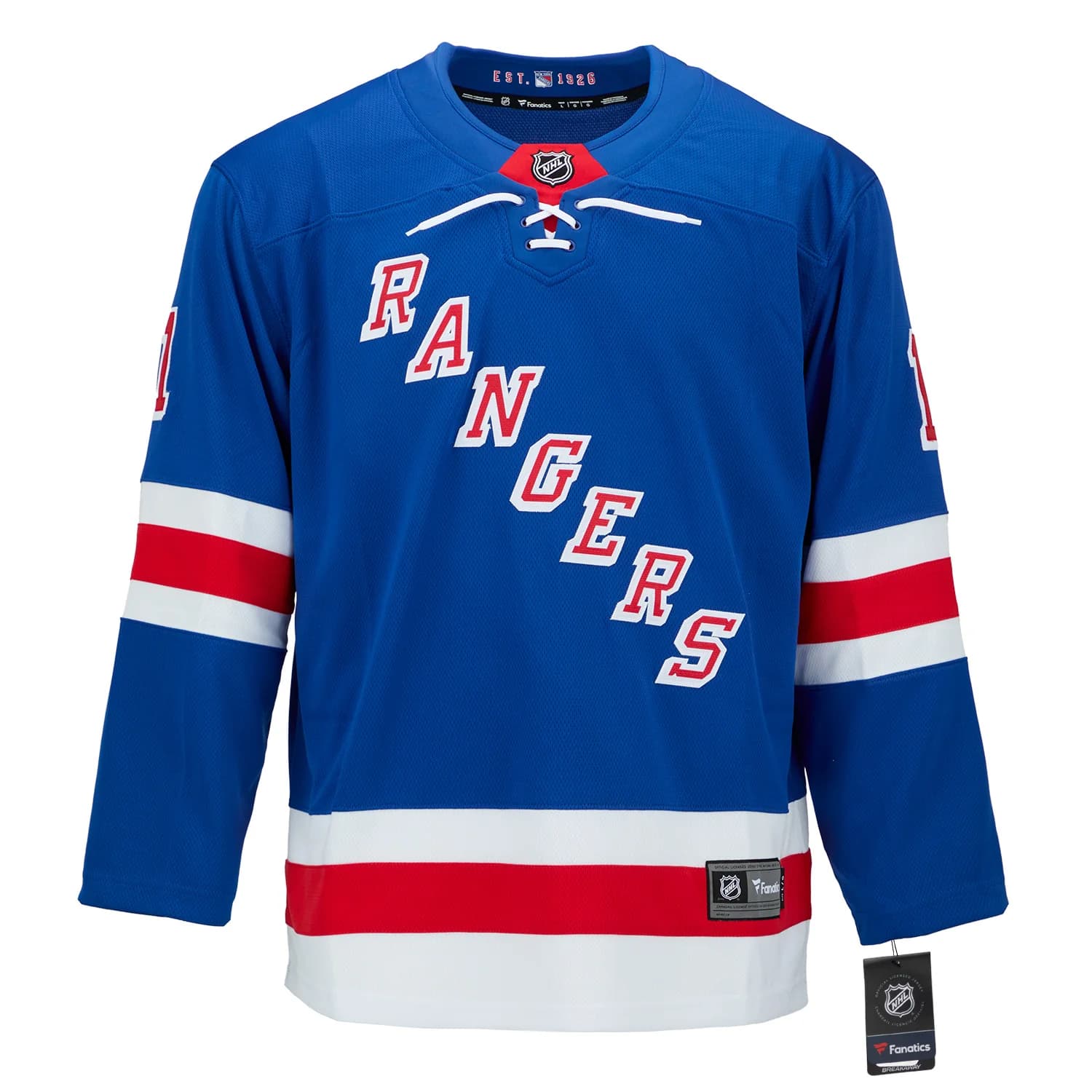 Gump Worsley Signed New York Rangers Fanatics Breakaway Jersey Gump Worsley Jersey breakaway, New York Rangers, view 2, supplier stock photo