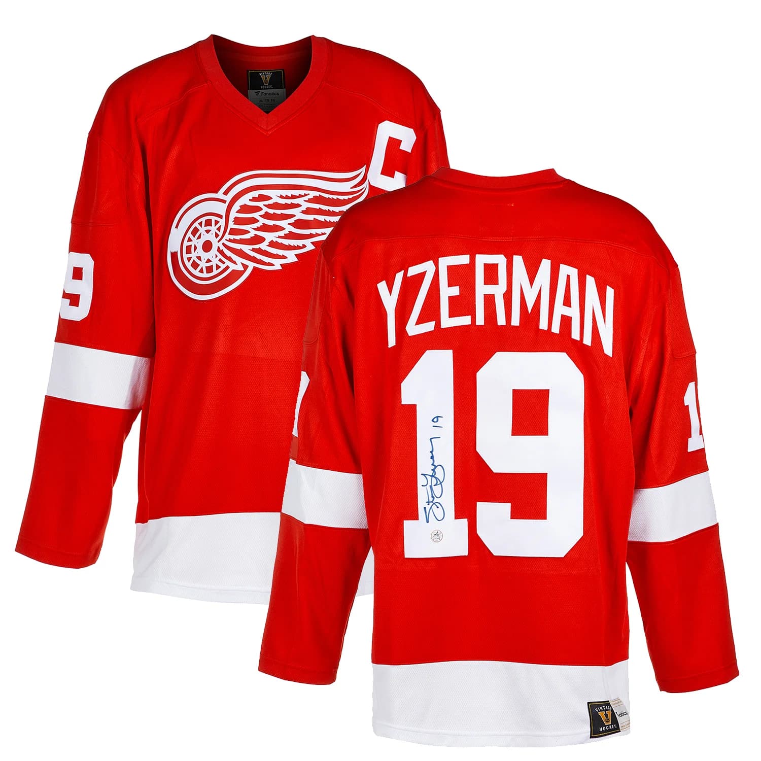 Steve Yzerman Signed Detroit Red Wings Throwback Breakaway Jersey Steve Yzerman Jersey throwback-breakaway, Detroit Red Wings, view 3, supplier stock photo