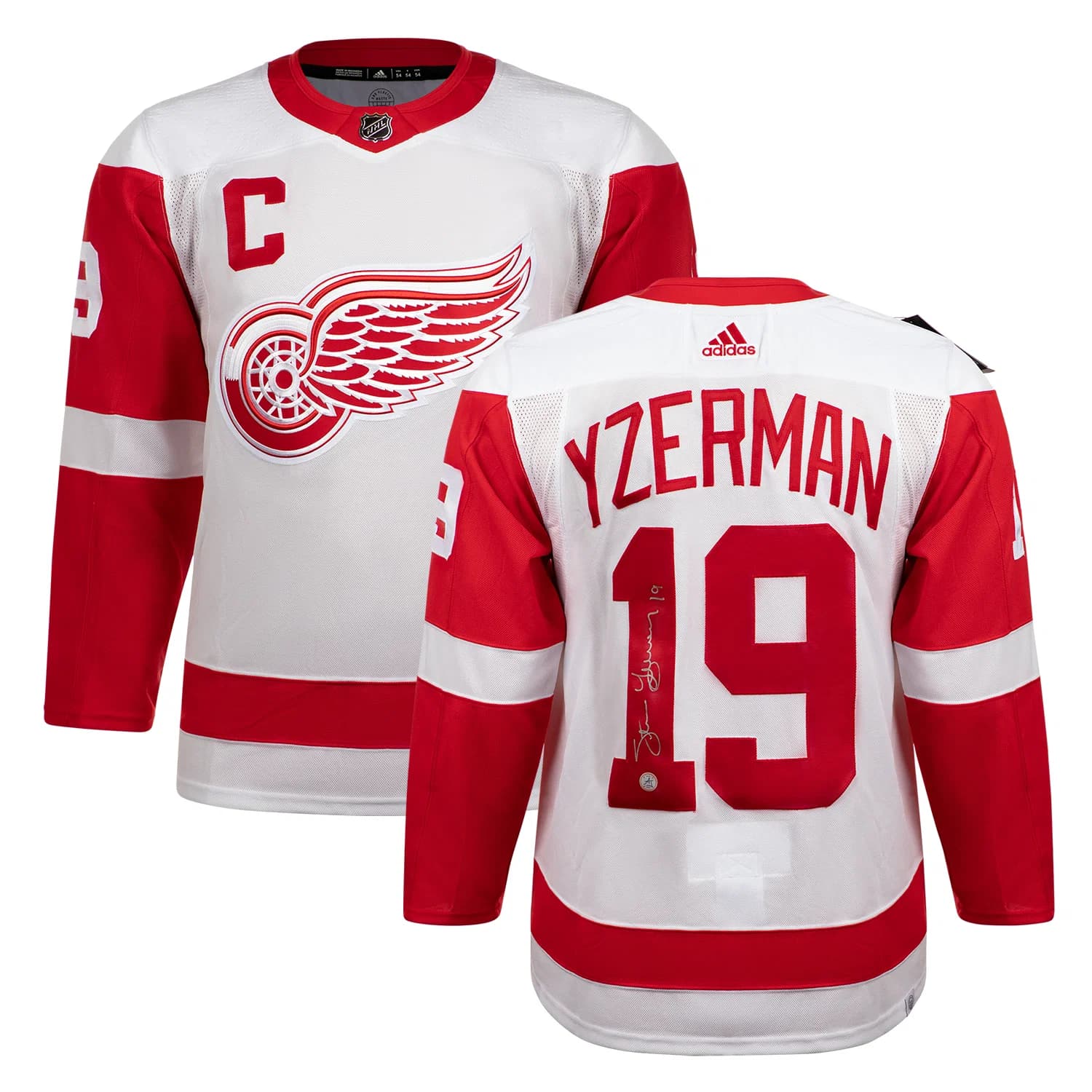 Steve Yzerman Signed Detroit Red Wings White adidas Jersey Steve Yzerman Jersey white-adidas, Detroit Red Wings, view 3, supplier stock photo