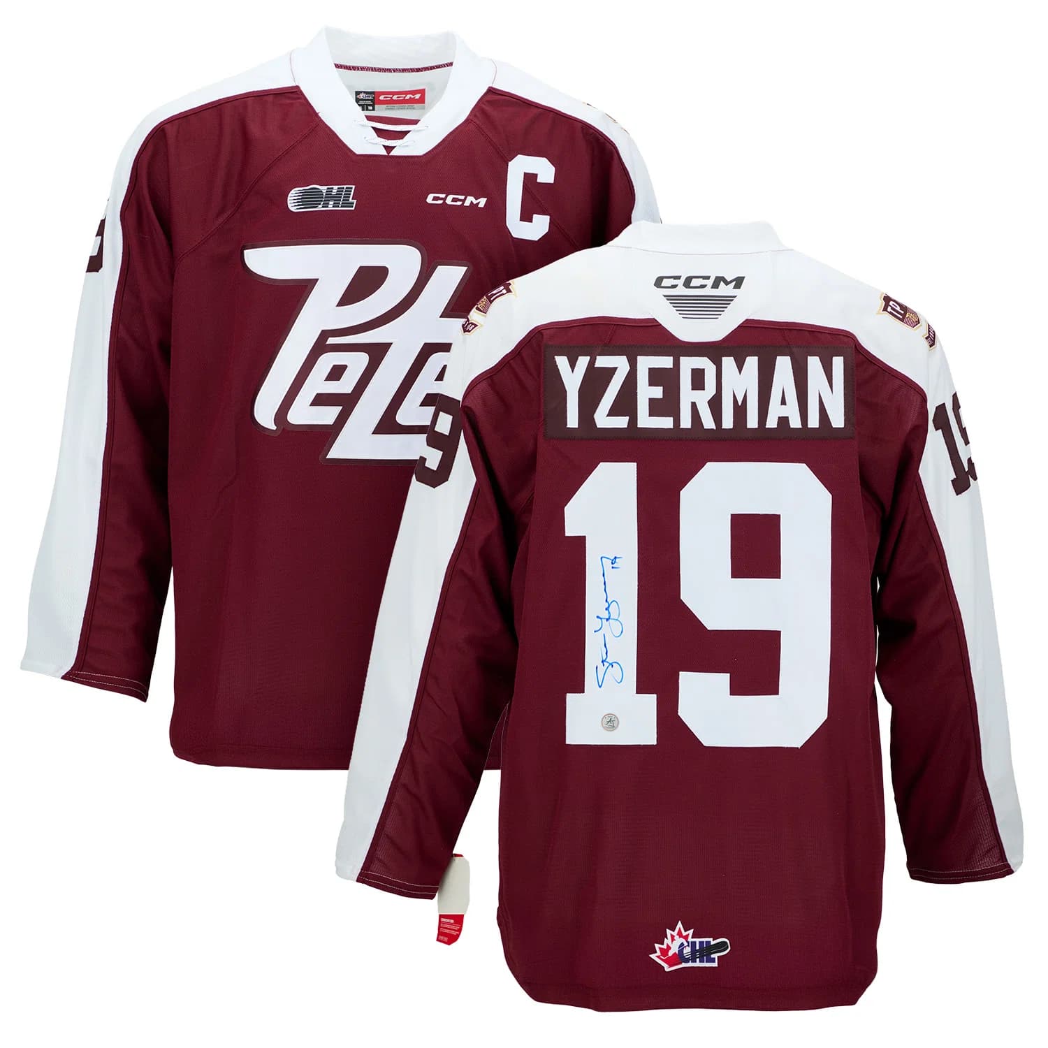 Steve Yzerman Peterborough Petes Autographed CHL Hockey Jersey Steve Yzerman Jersey peterborough-petes-chl-hockey, view 3, supplier stock photo