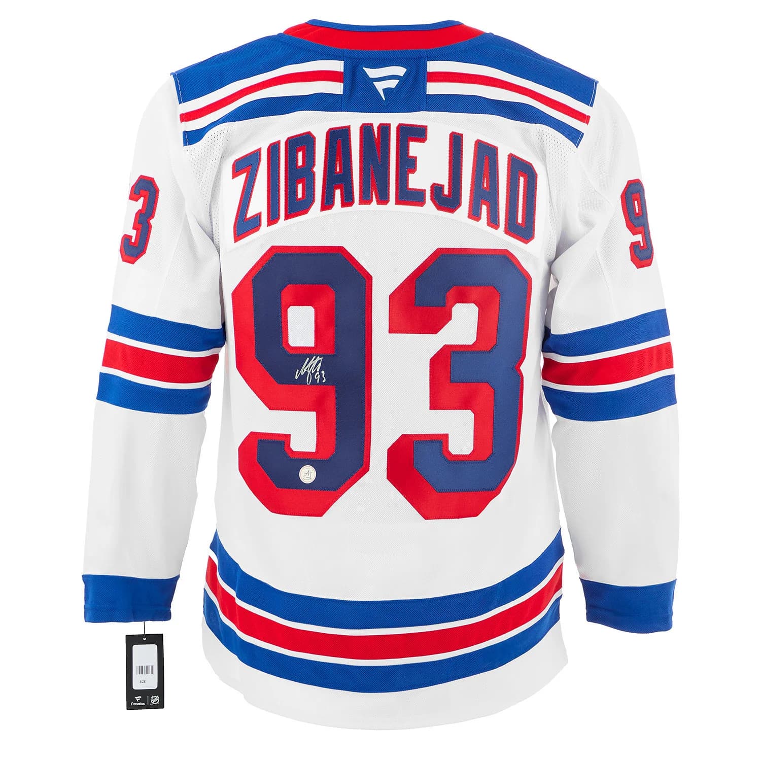 Mika Zibanejad Signed New York Rangers White Fanatics Premium Jersey Mika Zibanejad Jersey white-premium, New York Rangers, supplier stock photo