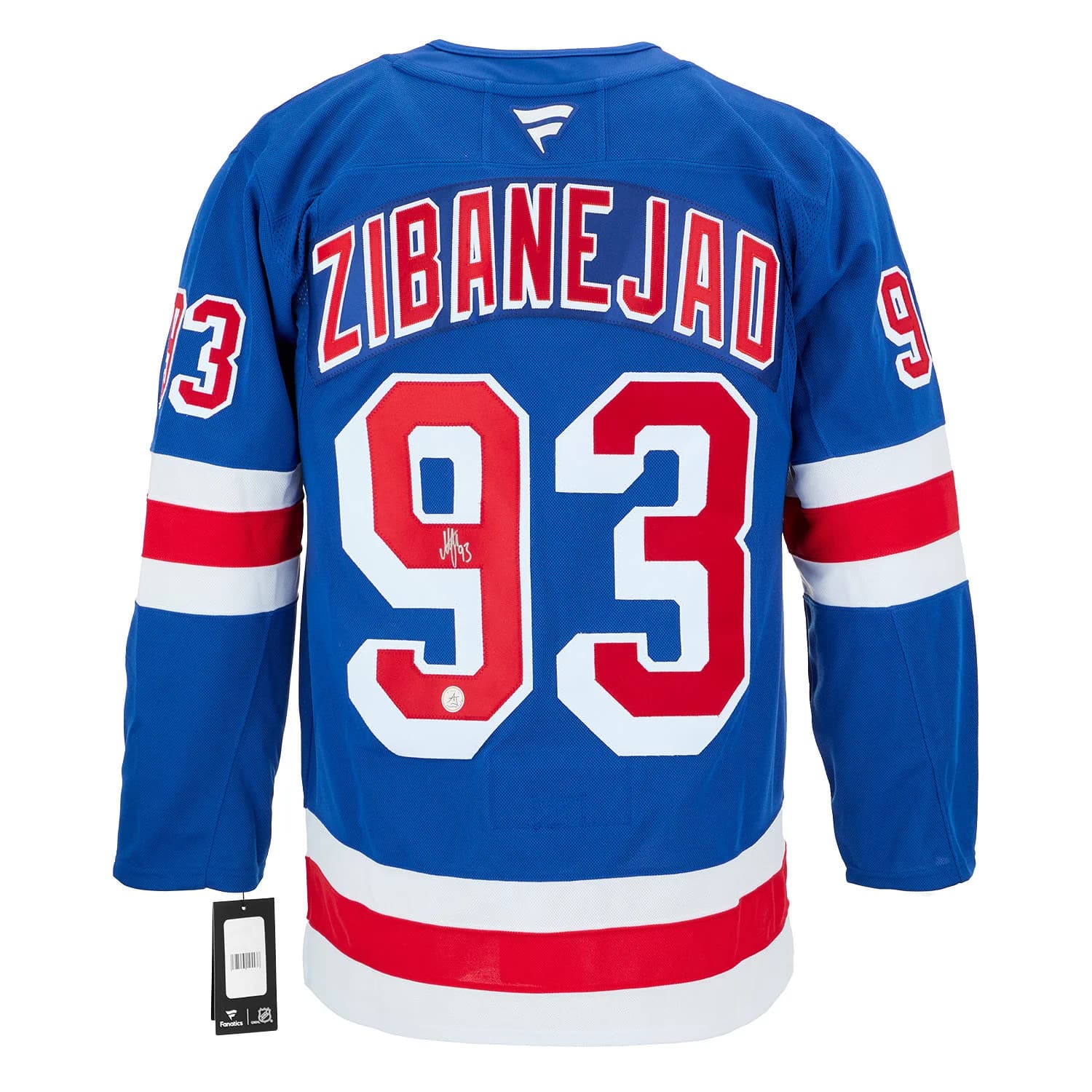 Mika Zibanejad Autographed New York Rangers Fanatics Premium Jersey Mika Zibanejad Jersey premium, New York Rangers, supplier stock photo