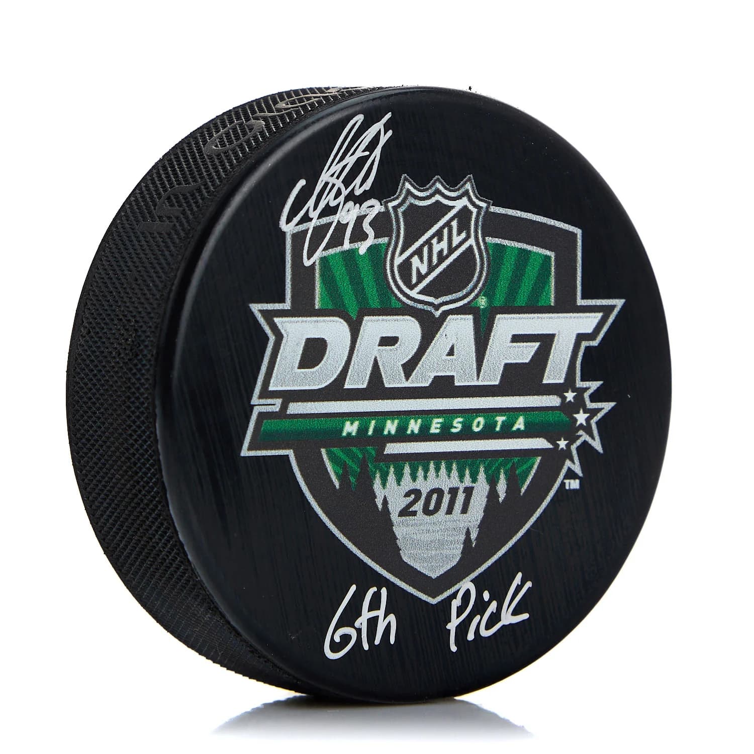 Mika Zibanejad Signed 2011 NHL Entry Draft Puck with 6th Pick Note Mika Zibanejad Puck 2011-nhl-entry-draft-6th-pick, supplier stock photo