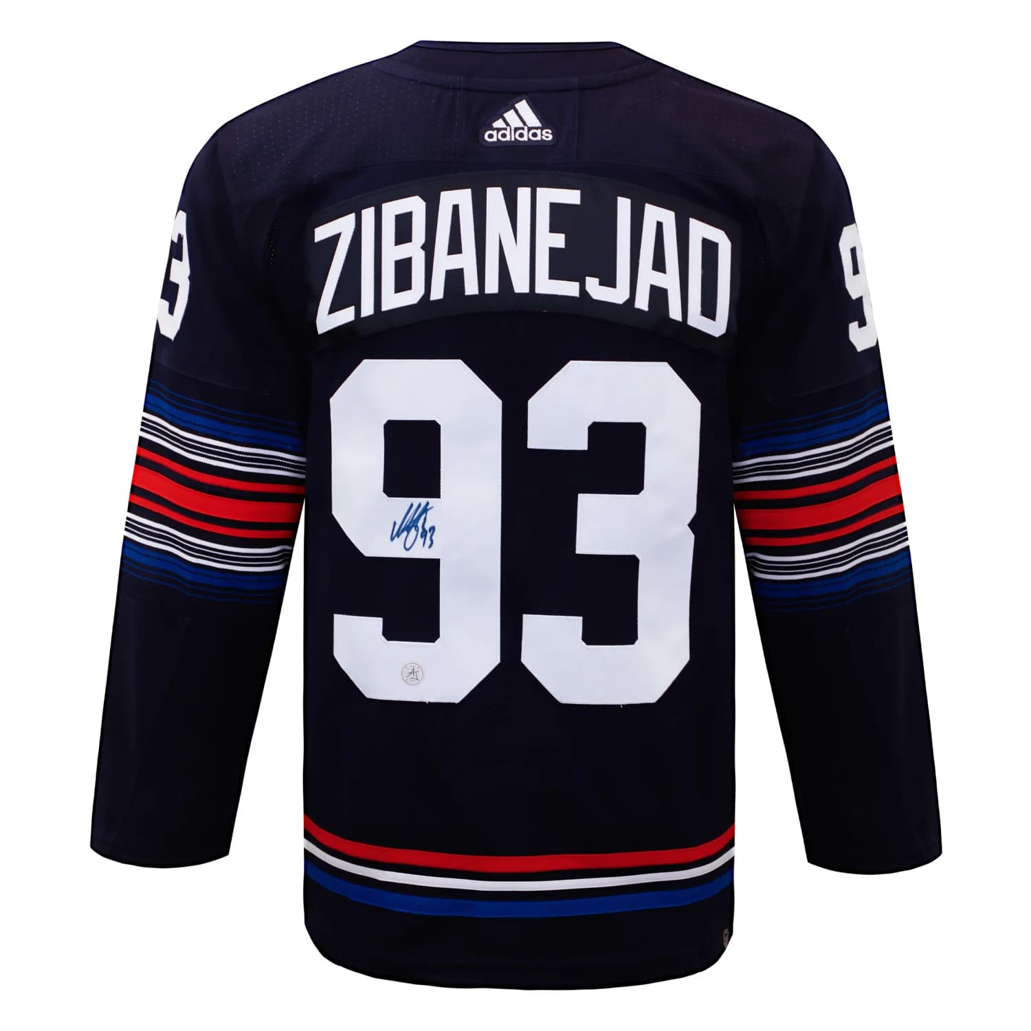 Mika Zibanejad Signed New York Rangers Alt Crest adidas Jersey Mika Zibanejad Jersey alt-crest-adidas, New York Rangers, supplier stock photo