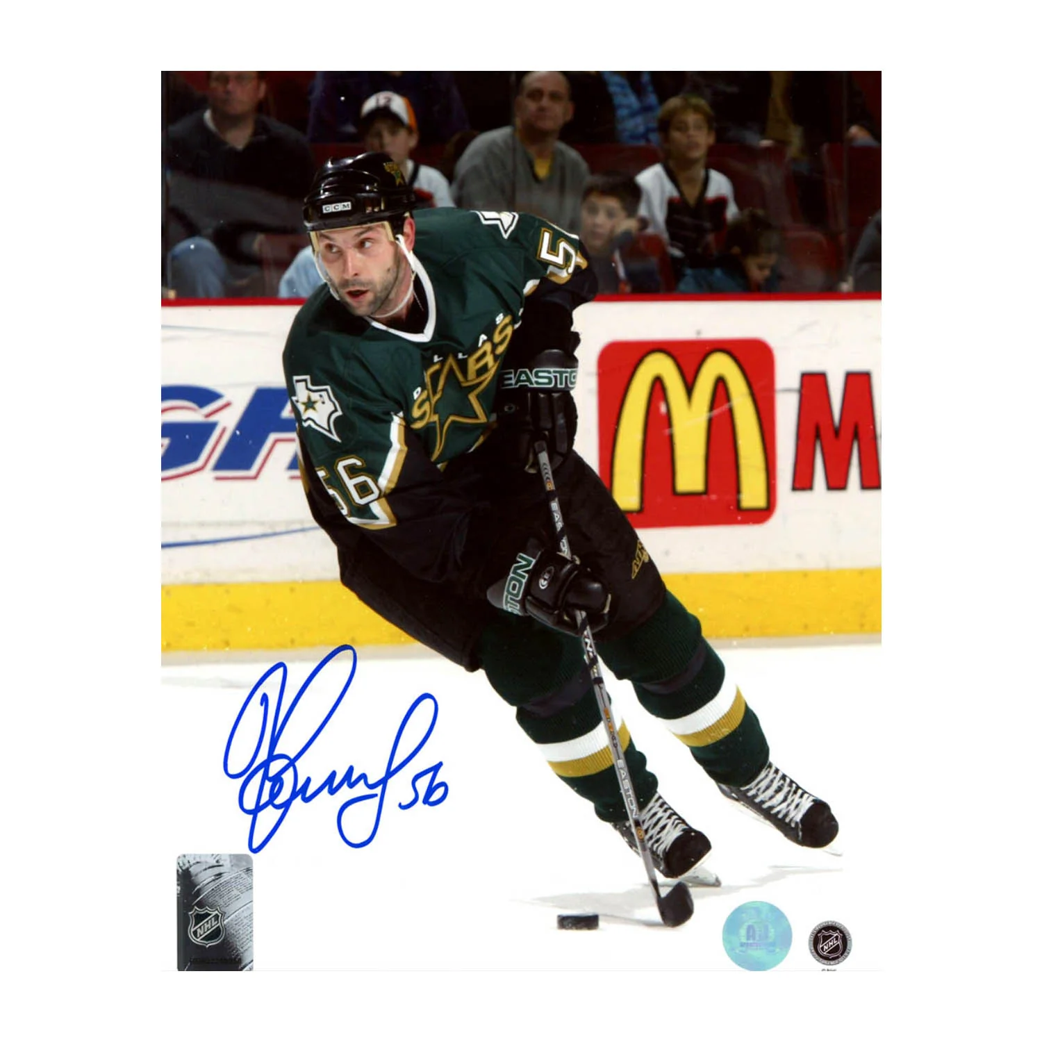Sergei Zubov Autographed Dallas Stars Puck Rush 8x10 Photo Sergei Zubov Puck 8x10-rush, Dallas Stars, supplier stock photo