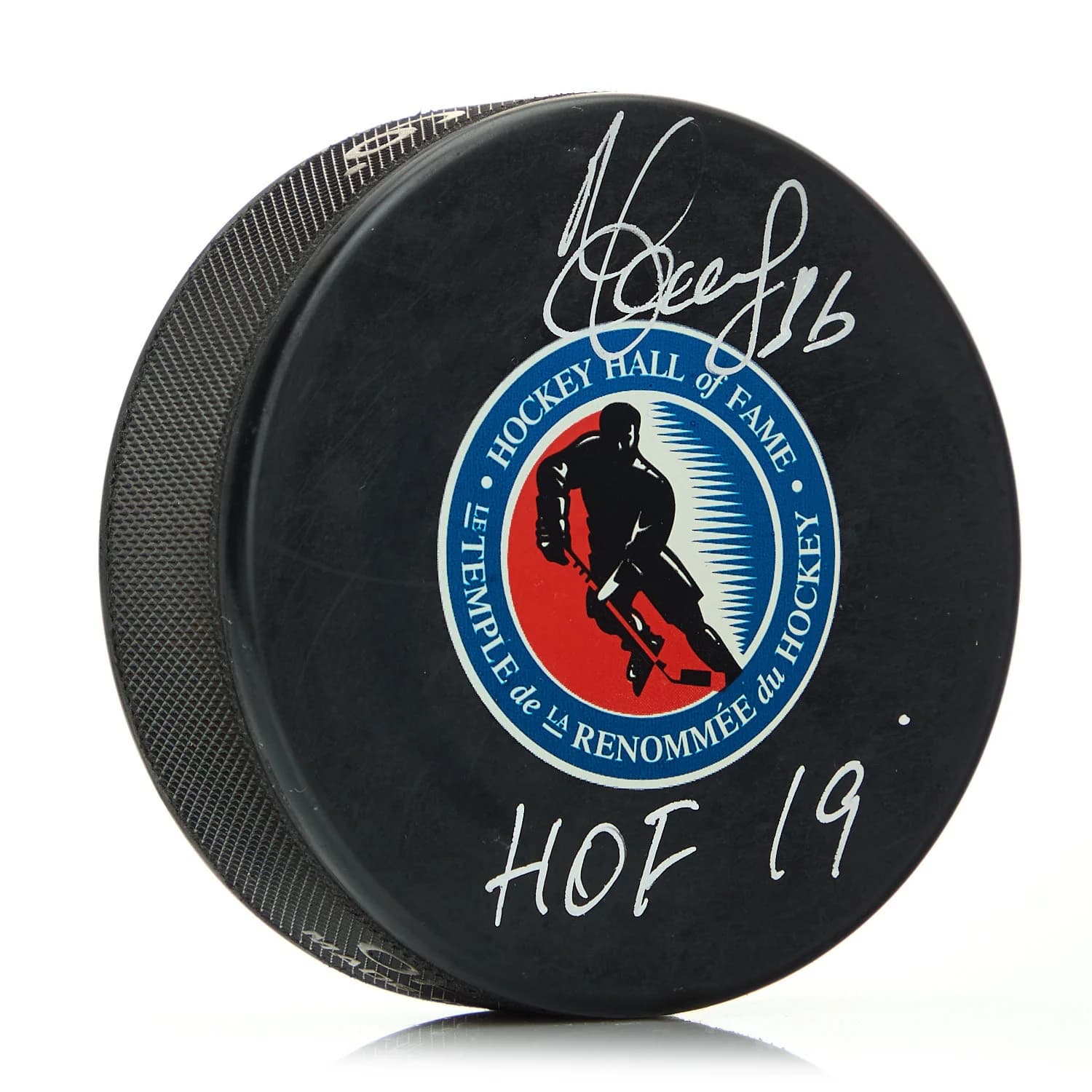 Sergei Zubov Signed Hockey Hall Of Fame Hockey Puck with HOF Note Sergei Zubov Puck hockey-hall-fame-hof-note, supplier stock photo