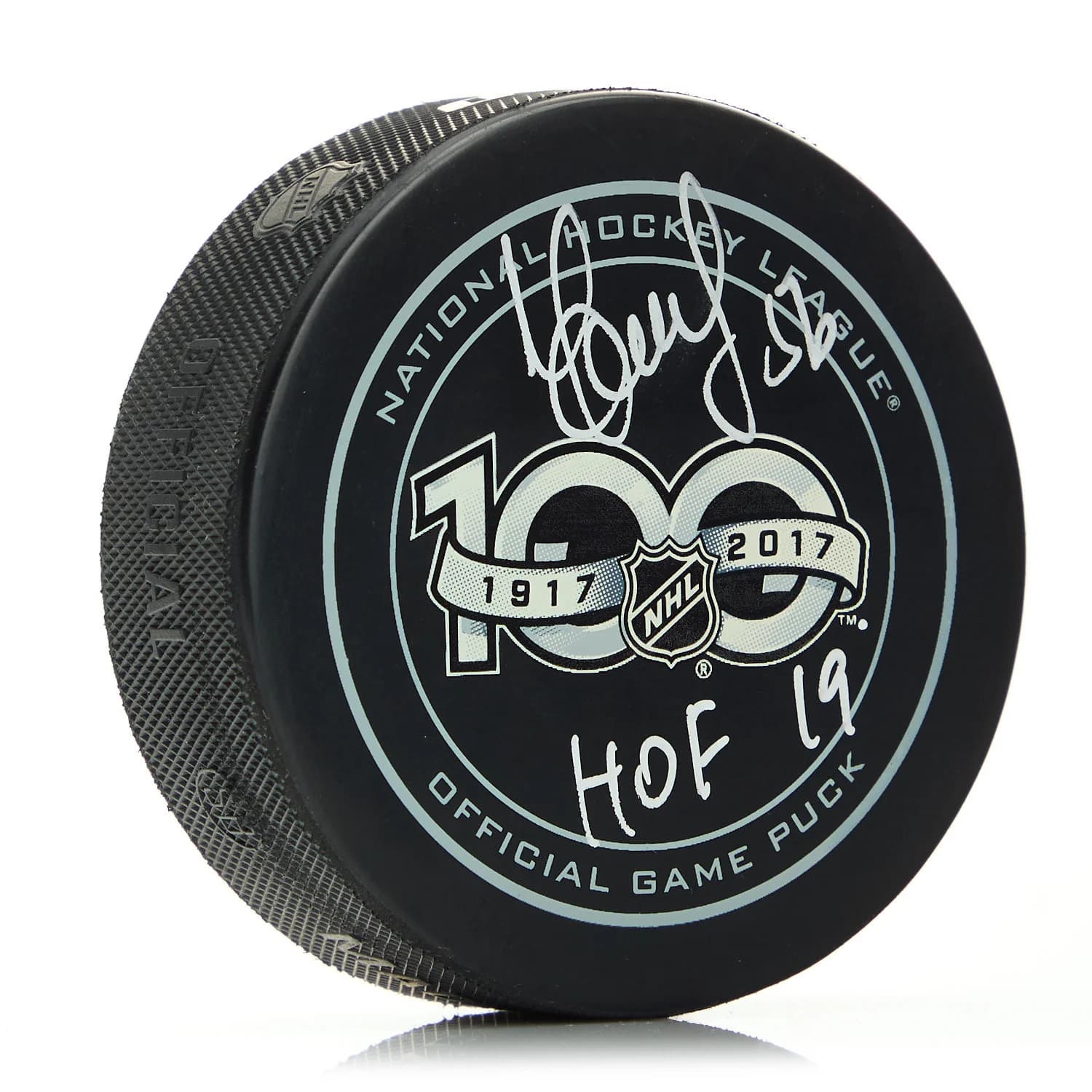 Sergei Zubov Signed NHL 100 Year Centennial Season Puck with HOF Note Sergei Zubov Puck nhl-100-year-centennial-season-hof, supplier stock photo