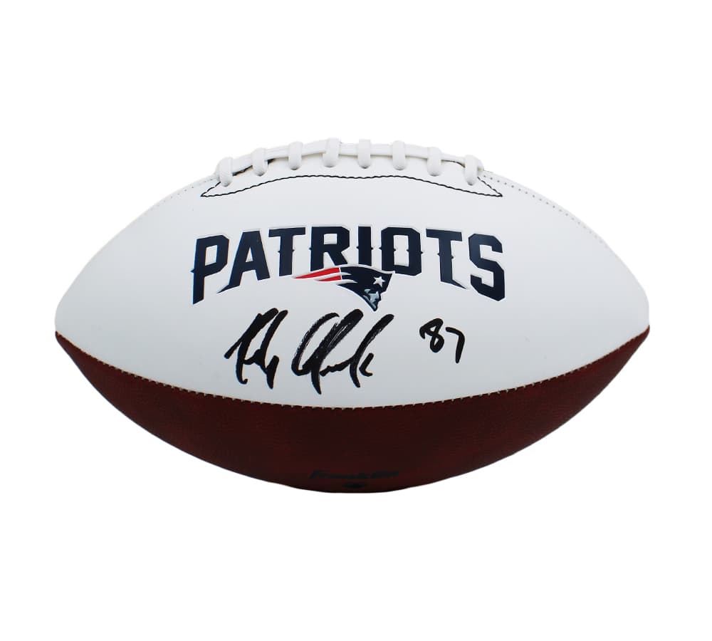 Rob Gronkowski Signed New England Patriots White NFL Football Rob Gronkowski Ball rob-gronkowski-england-patriots-white-nfl, New England Patriots, view 2, supplier stock photo