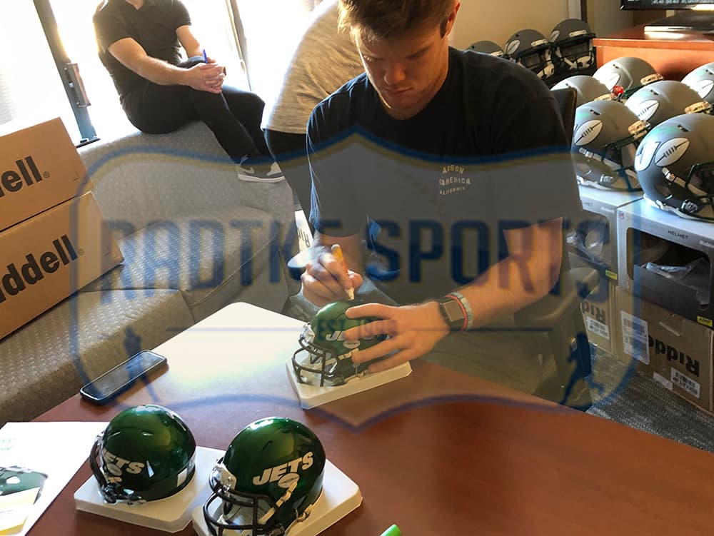 Sam Darnold Signed New York Jets Speed NFL Mini Helmet With Chrome Decal Sam Darnold Helmet sam-darnold-york-jets-speed-nfl, view 2, supplier stock photo