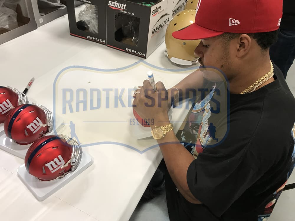 Sterling Shepard Signed New York Custom Blue Jersey Sterling Shepard Jersey sterling-shepard-york-blue, view 3, supplier stock photo