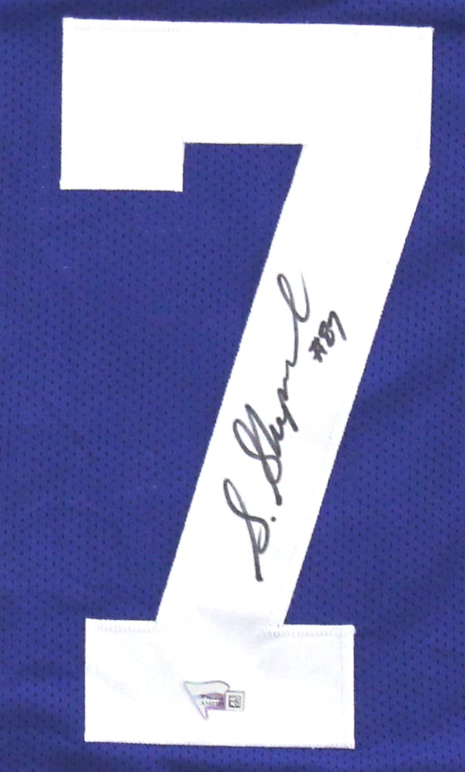 Sterling Shepard Signed New York Custom Blue Jersey Sterling Shepard Jersey sterling-shepard-york-blue, view 2, supplier stock photo