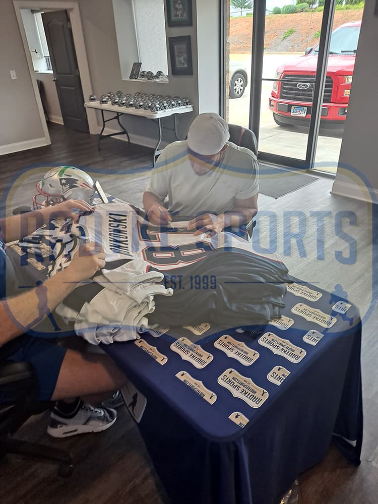 Rob Gronkowski Signed New England Custom White Jersey Rob Gronkowski Jersey rob-gronkowski-england-white, view 3, supplier stock photo